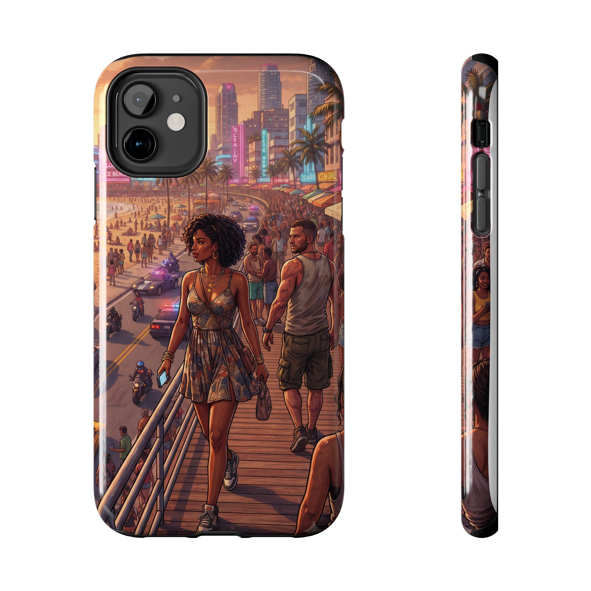 Phone Case SUN — Retro Sunset Miami Vibes with Palm Trees & Classic Car