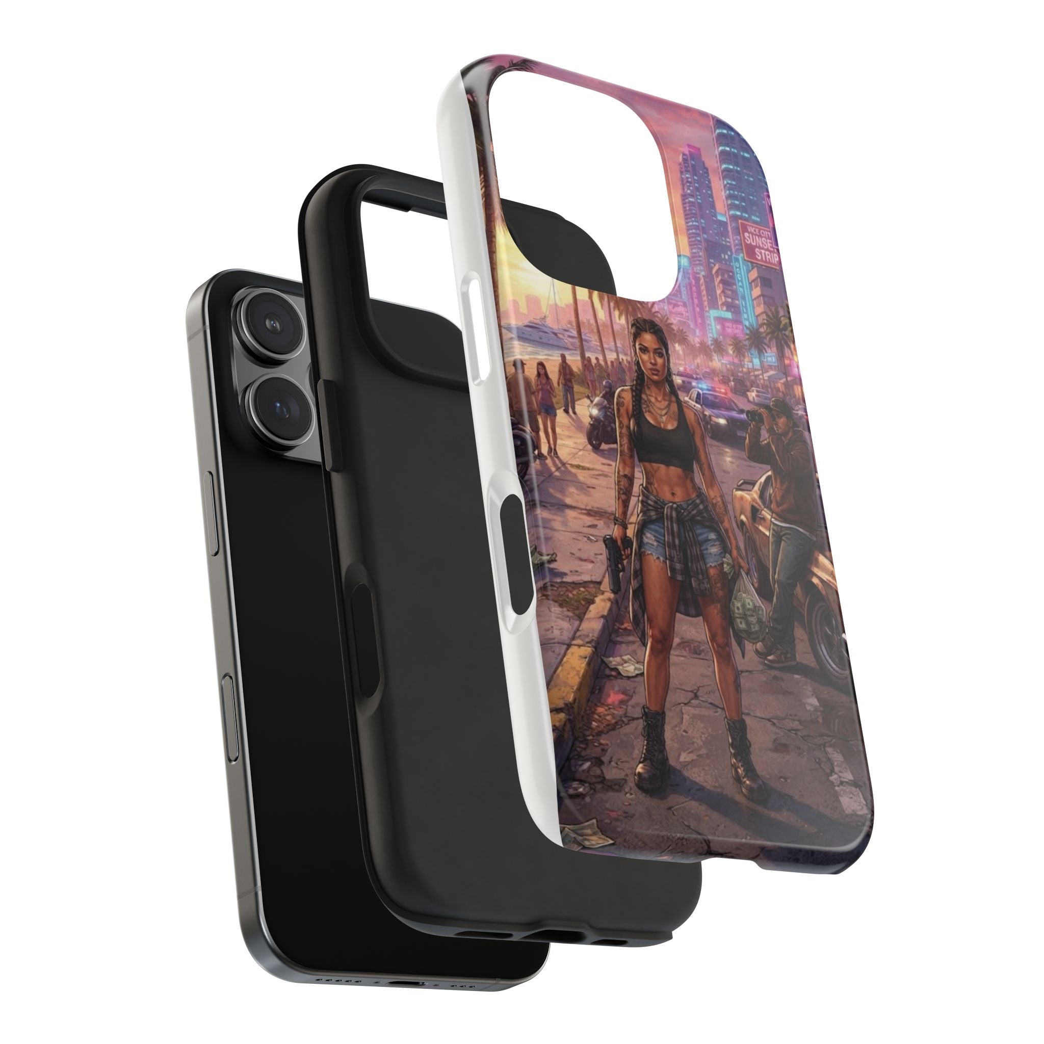 Tough Phone Case — Retro Sunset Miami Vibes with Palm Trees & Classic Car