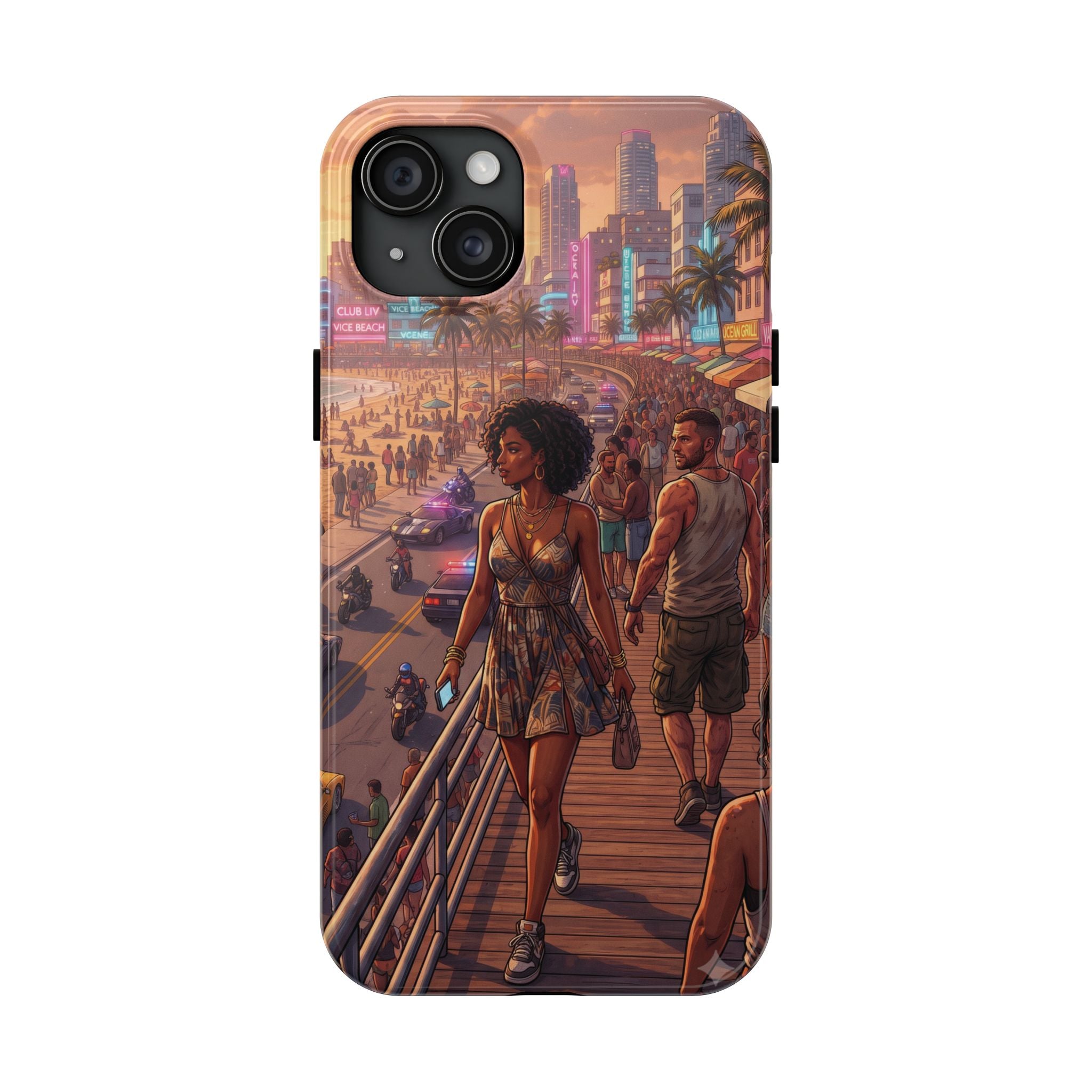 Phone Case SUN — Retro Sunset Miami Vibes with Palm Trees & Classic Car