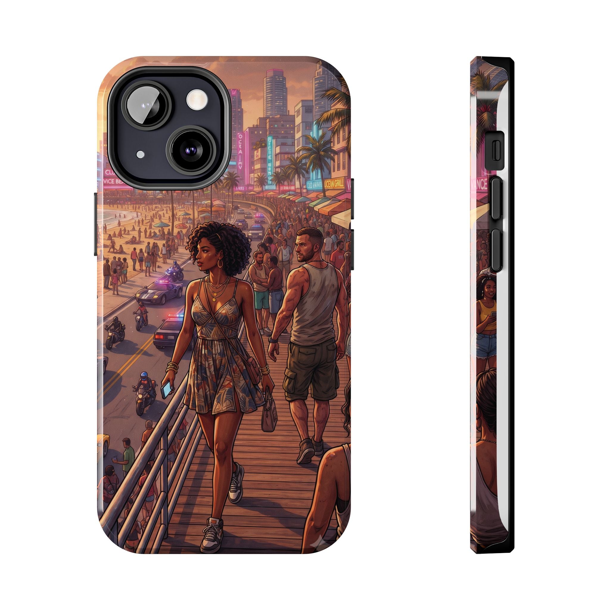 Phone Case SUN — Retro Sunset Miami Vibes with Palm Trees & Classic Car