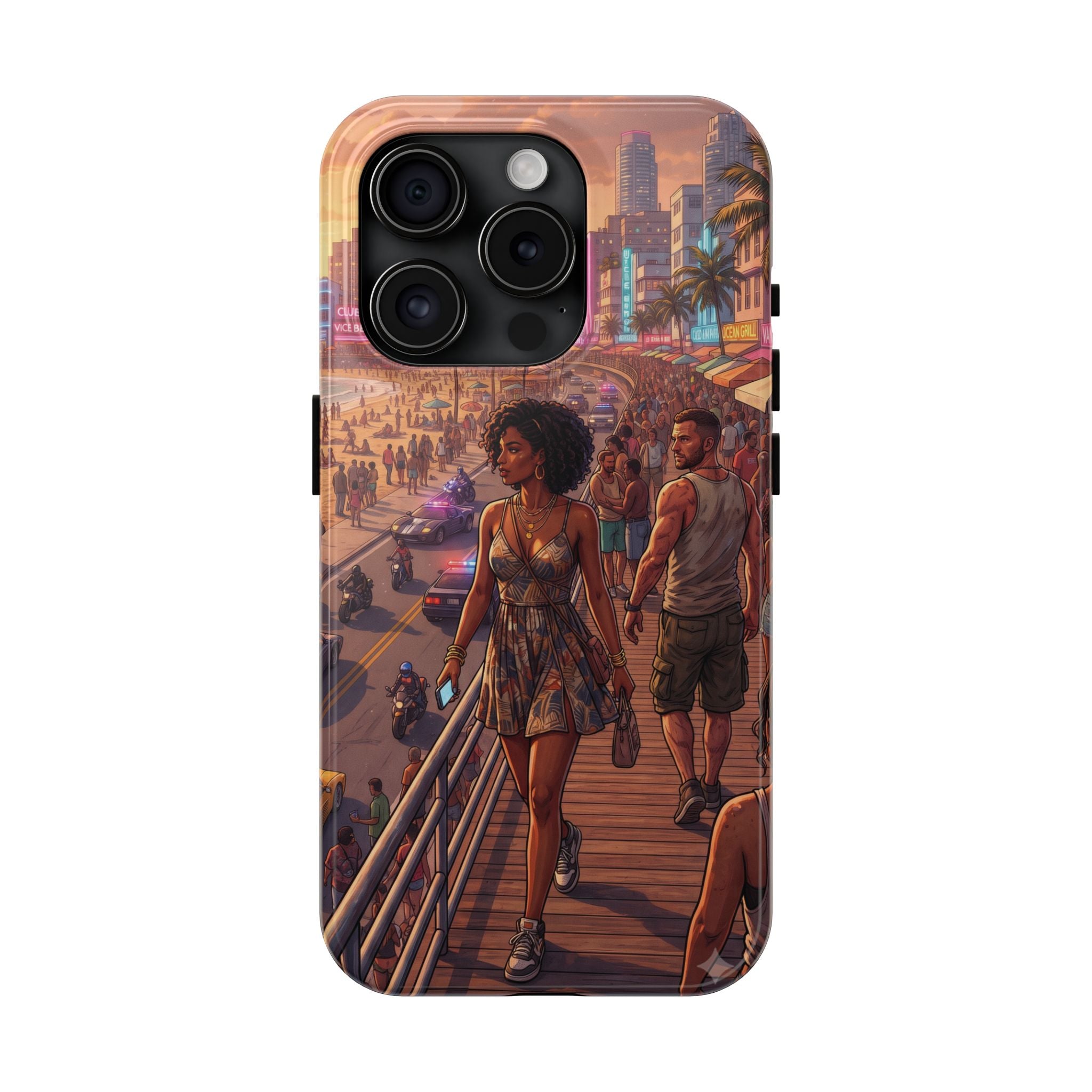 Phone Case SUN — Retro Sunset Miami Vibes with Palm Trees & Classic Car