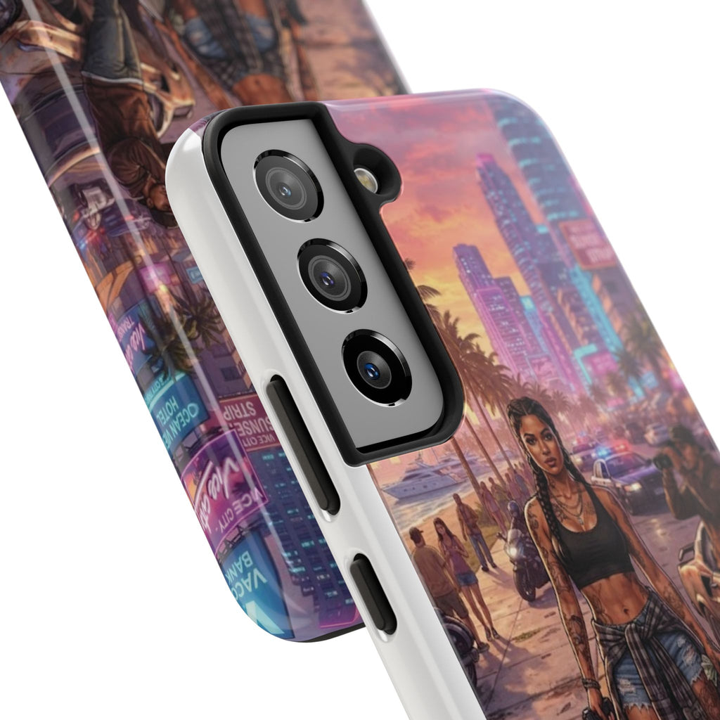 Tough Phone Case — Retro Sunset Miami Vibes with Palm Trees & Classic Car
