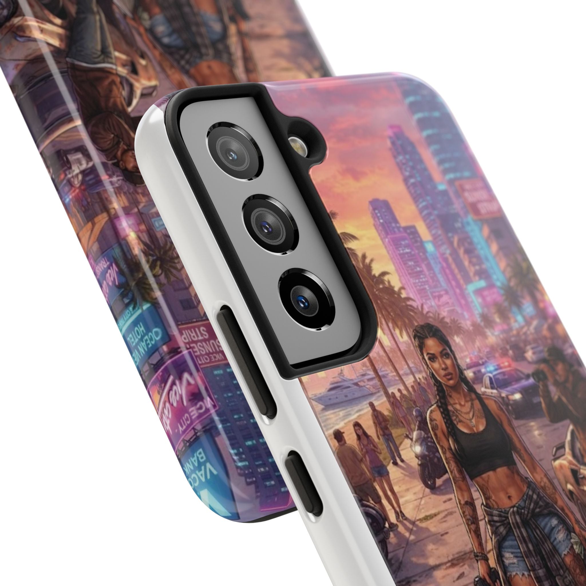 Tough Phone Case — Retro Sunset Miami Vibes with Palm Trees & Classic Car