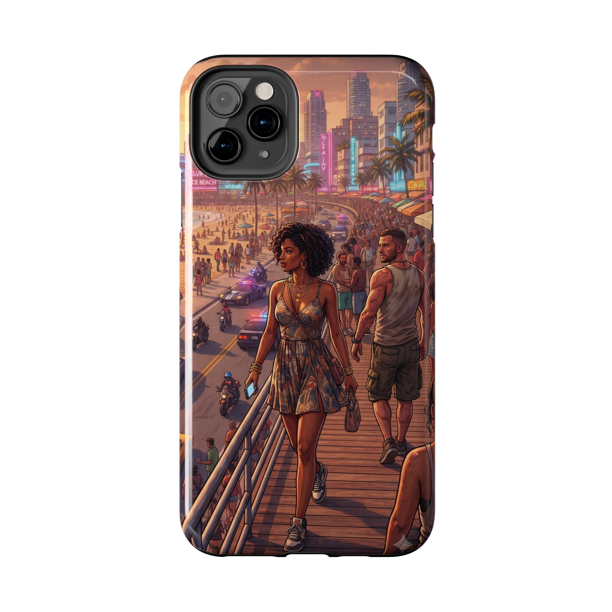 Phone Case SUN — Retro Sunset Miami Vibes with Palm Trees & Classic Car