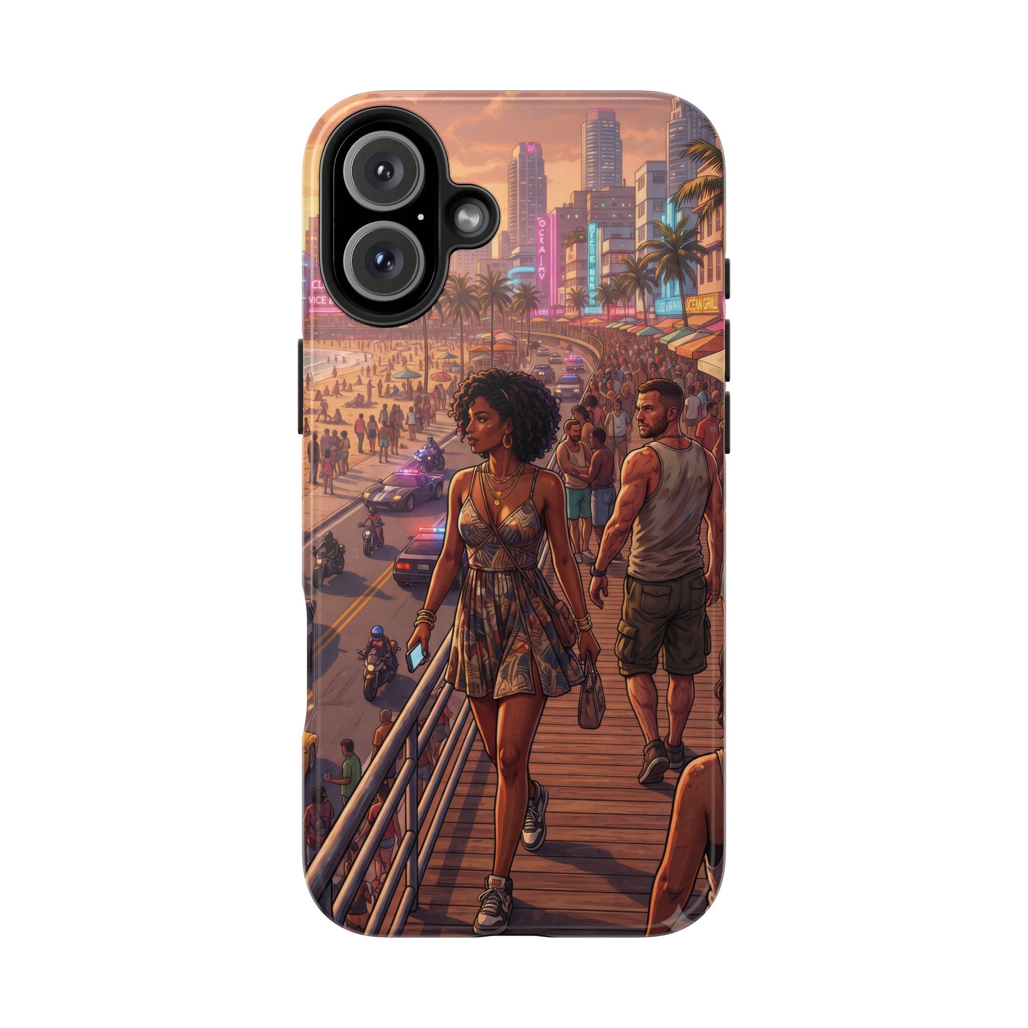 Phone Case SUN — Retro Sunset Miami Vibes with Palm Trees & Classic Car