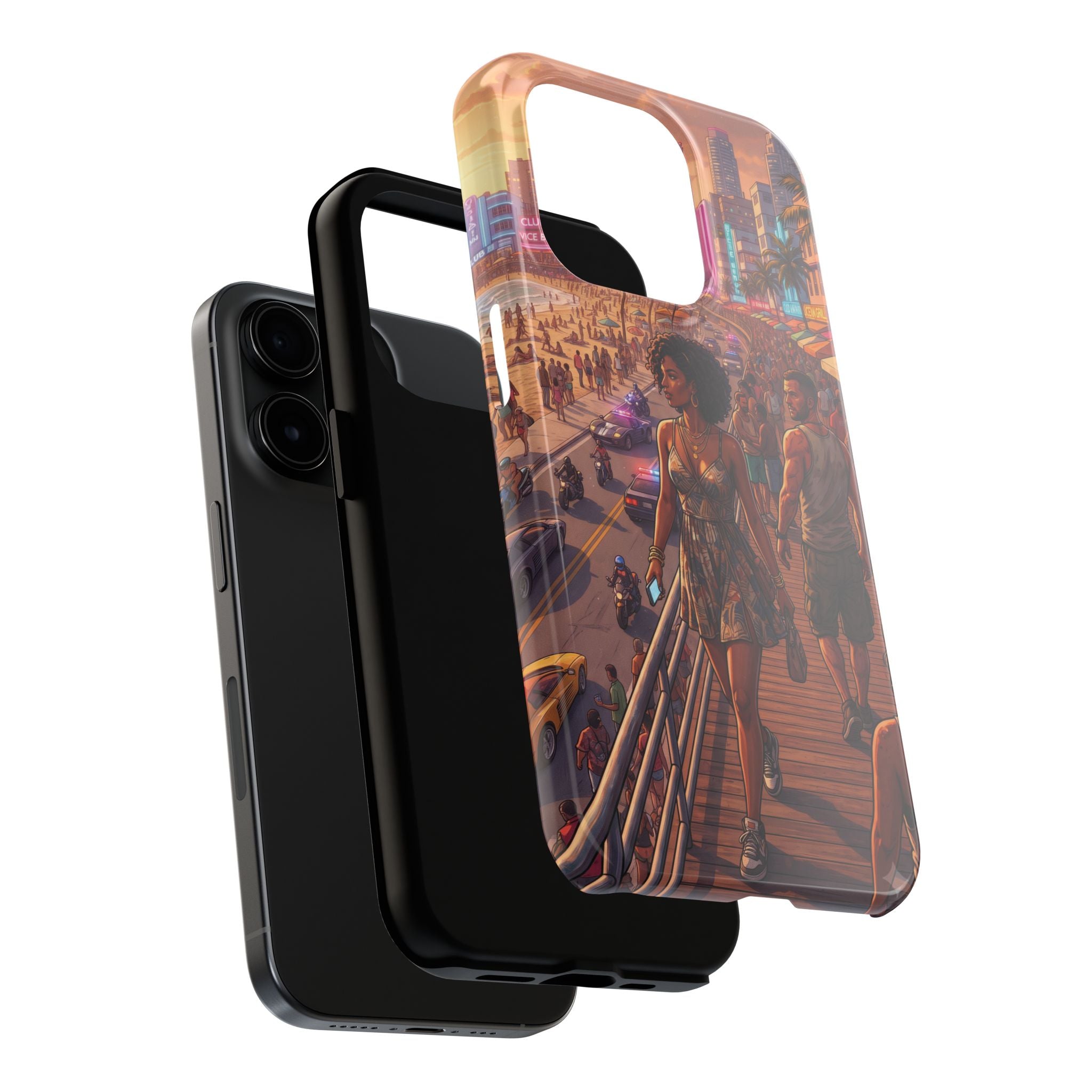 Phone Case SUN — Retro Sunset Miami Vibes with Palm Trees & Classic Car