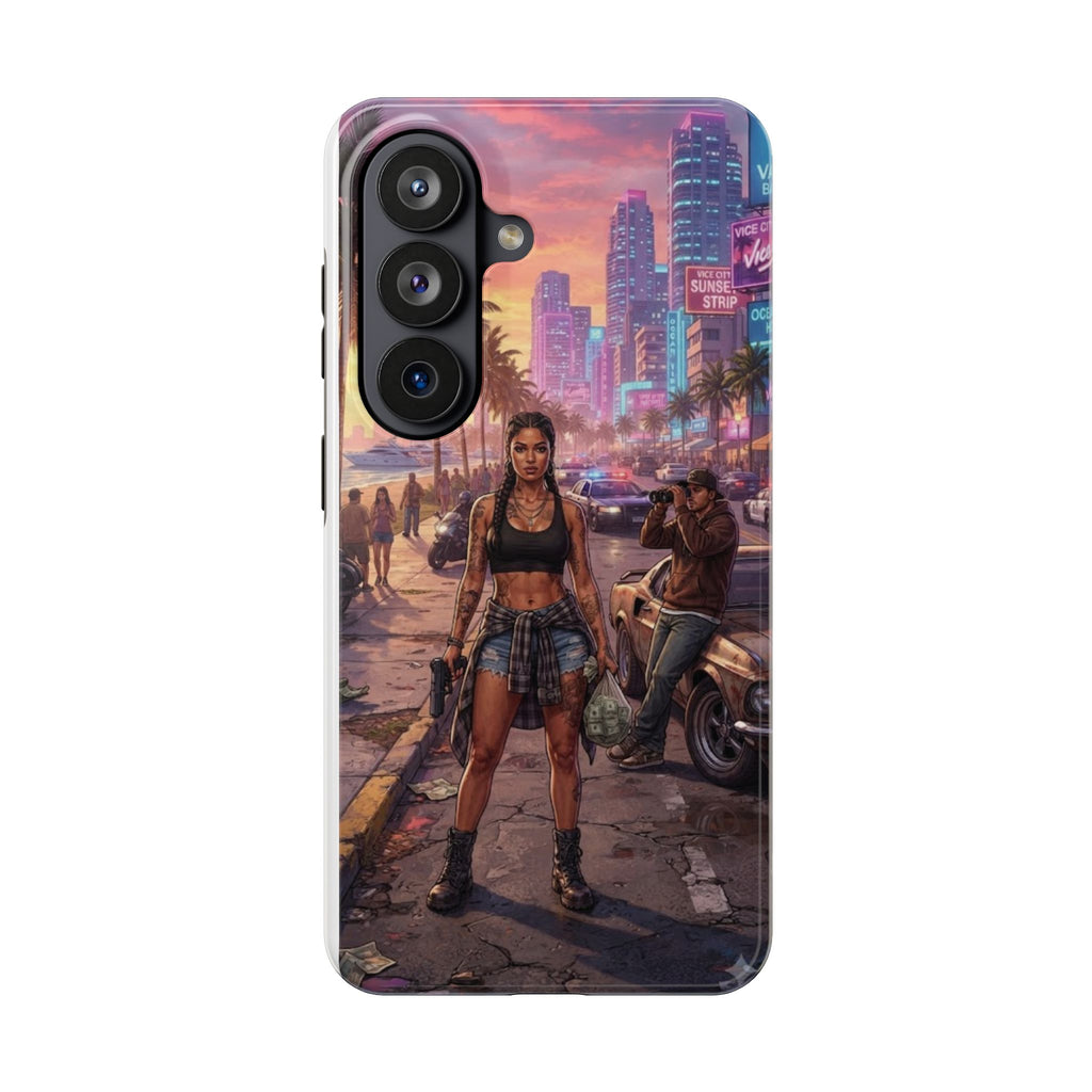 Tough Phone Case — Retro Sunset Miami Vibes with Palm Trees & Classic Car