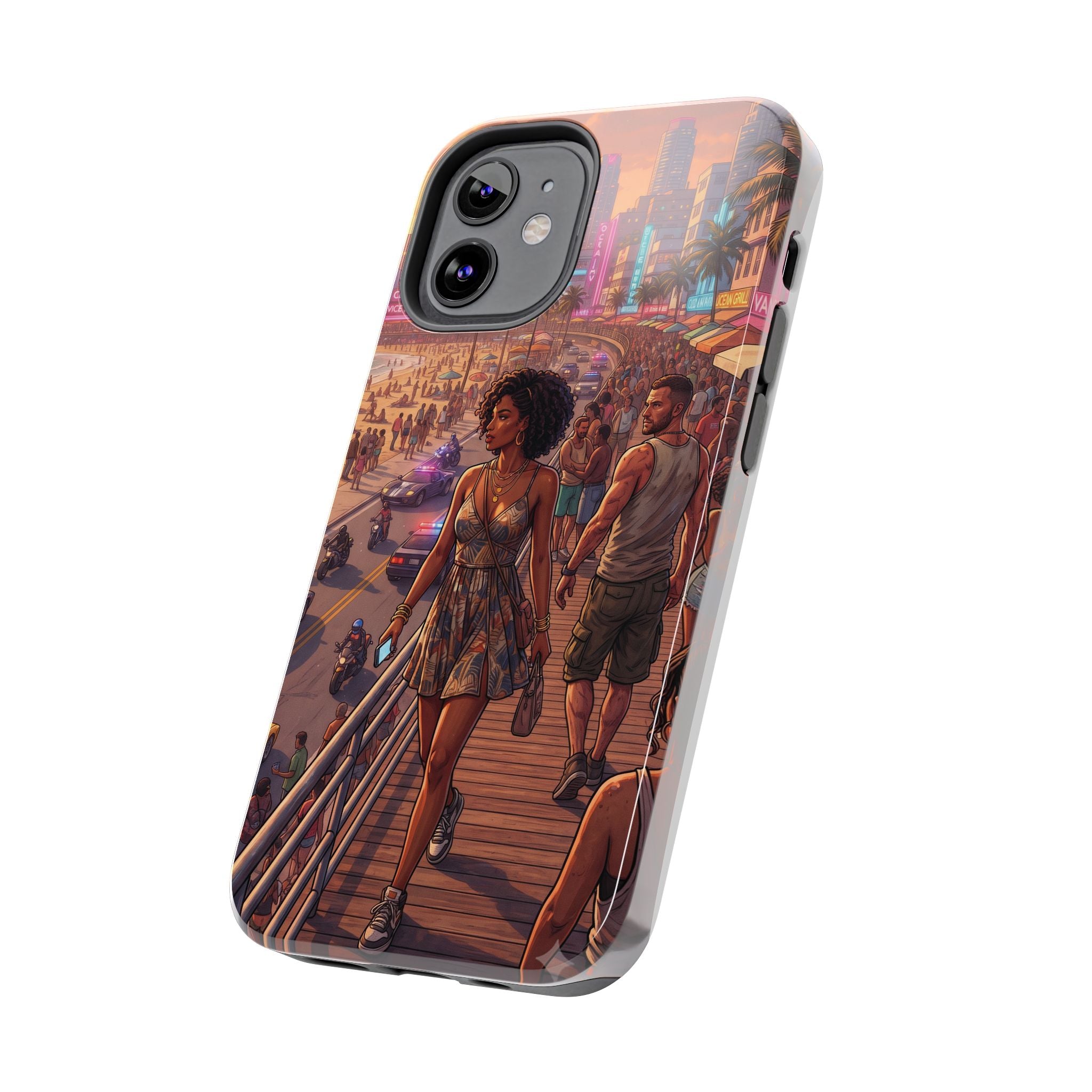 Phone Case SUN — Retro Sunset Miami Vibes with Palm Trees & Classic Car