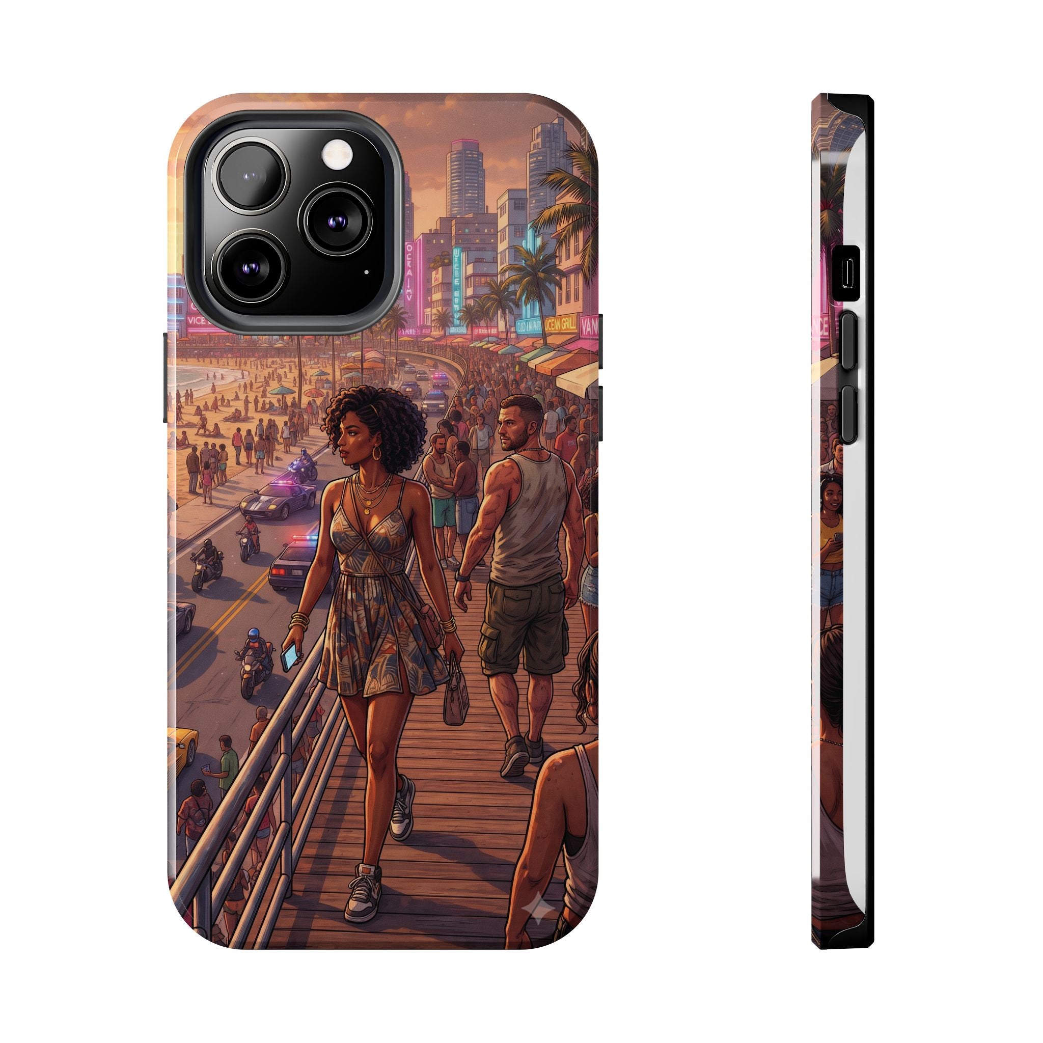Phone Case SUN — Retro Sunset Miami Vibes with Palm Trees & Classic Car