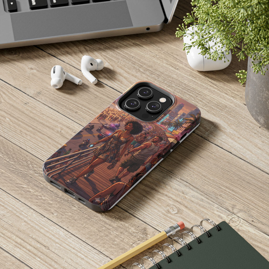 Phone Case SUN — Retro Sunset Miami Vibes with Palm Trees & Classic Car