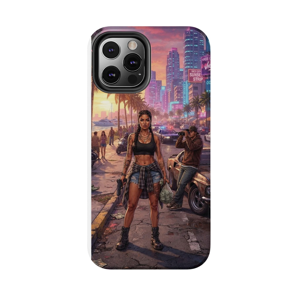 Tough Phone Case — Retro Sunset Miami Vibes with Palm Trees & Classic Car