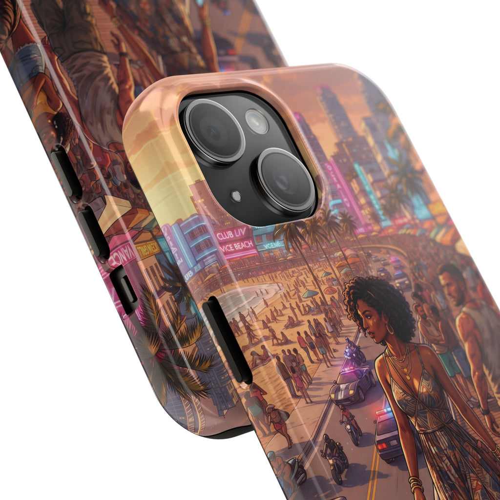 Phone Case SUN — Retro Sunset Miami Vibes with Palm Trees & Classic Car
