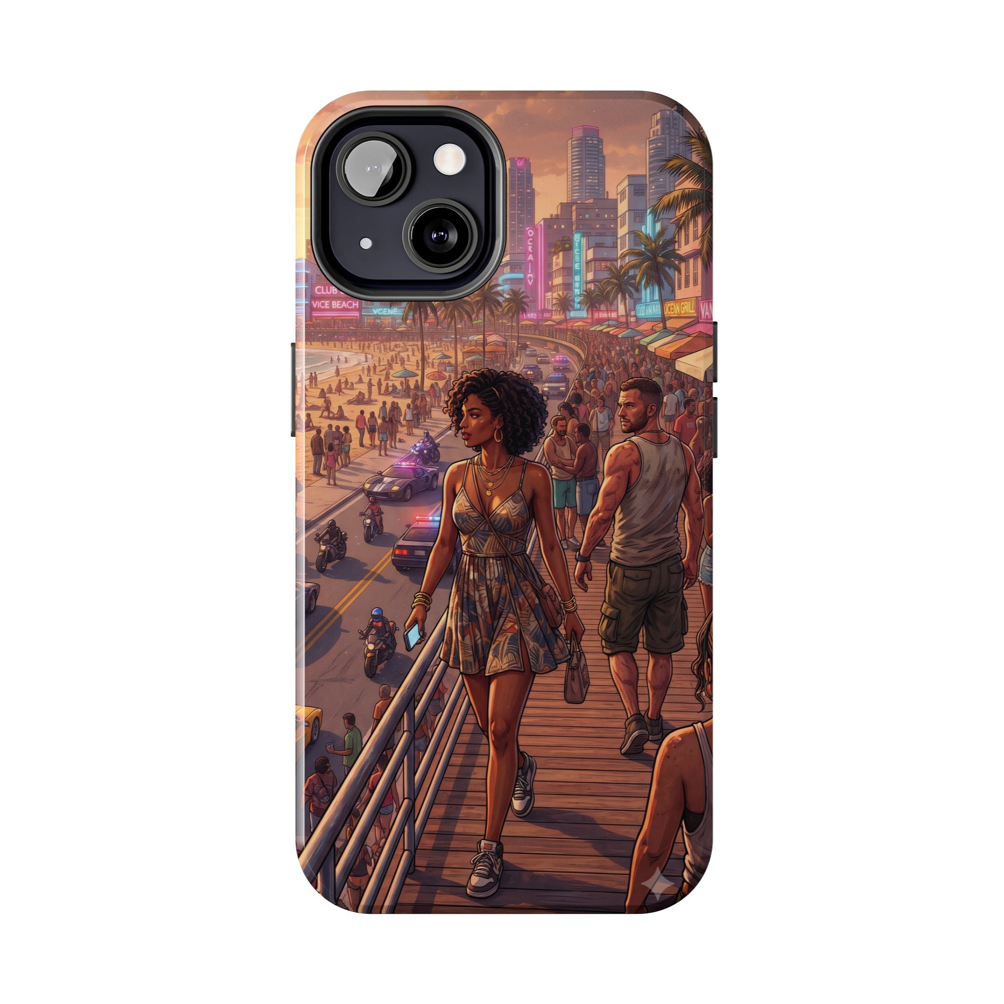 Phone Case SUN — Retro Sunset Miami Vibes with Palm Trees & Classic Car