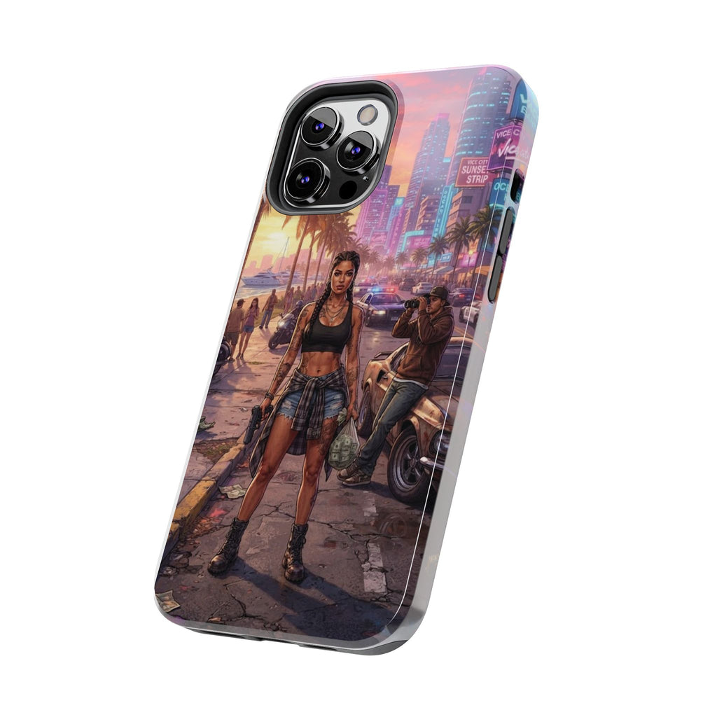Tough Phone Case — Retro Sunset Miami Vibes with Palm Trees & Classic Car