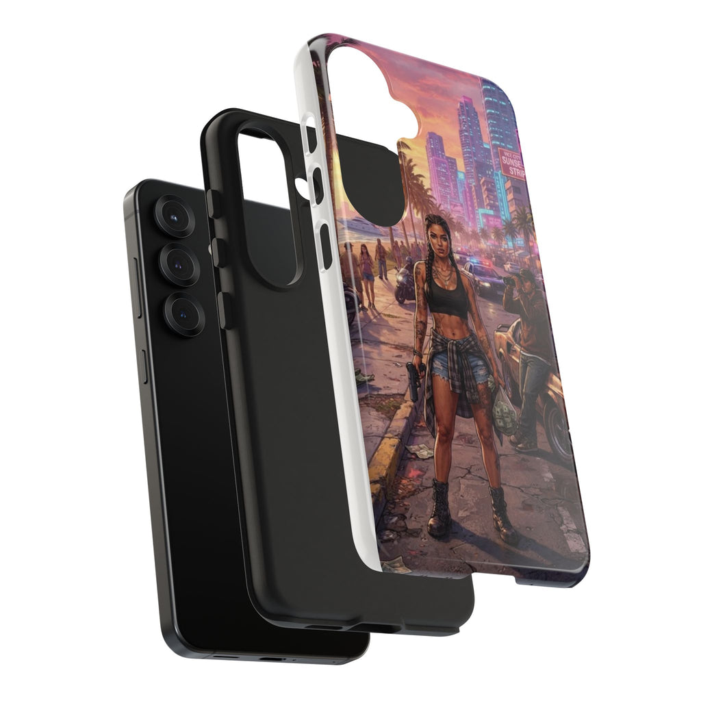 Tough Phone Case — Retro Sunset Miami Vibes with Palm Trees & Classic Car