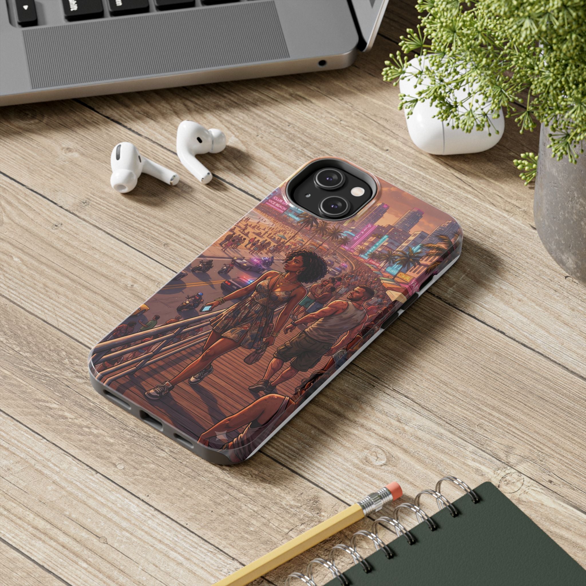 Phone Case SUN — Retro Sunset Miami Vibes with Palm Trees & Classic Car