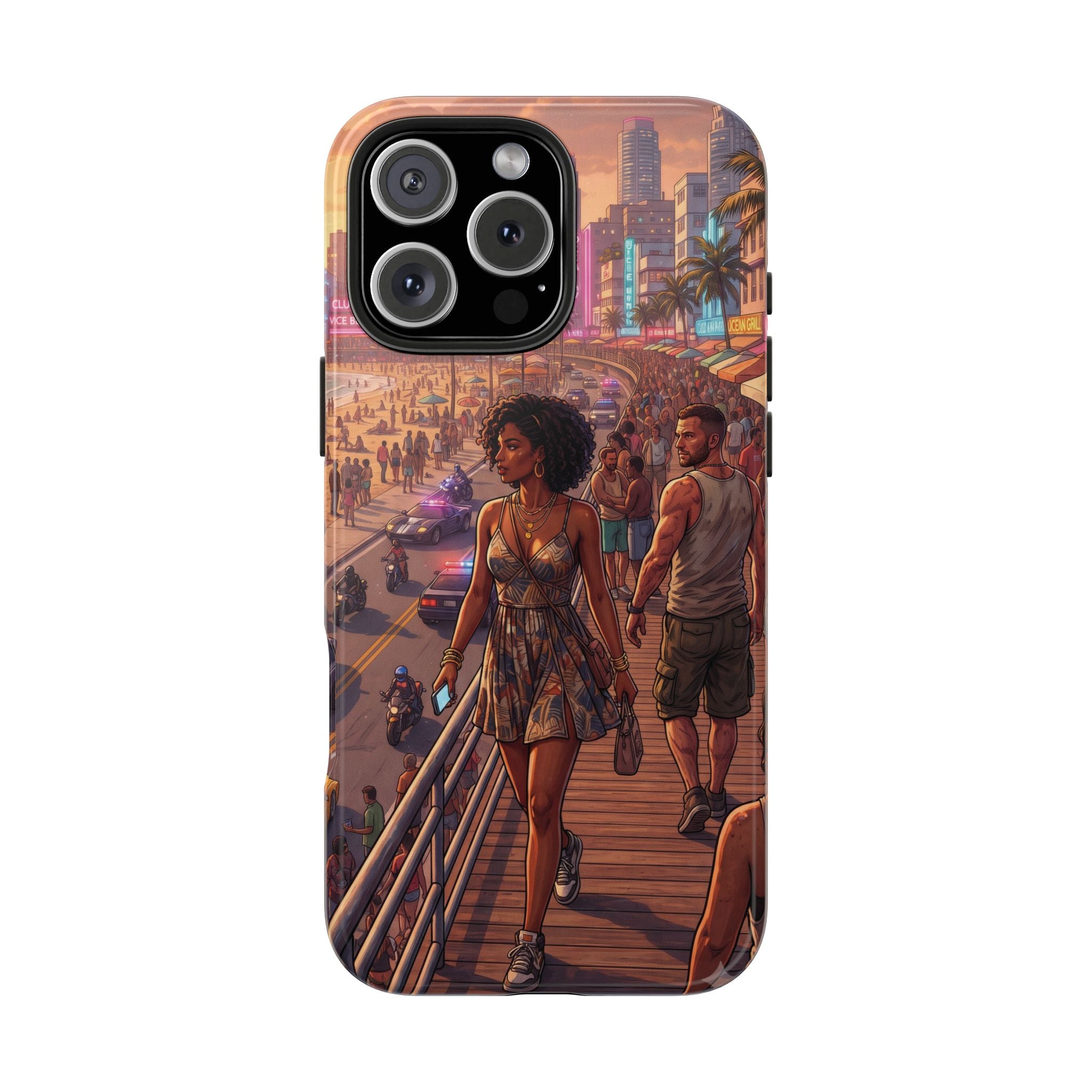Phone Case SUN — Retro Sunset Miami Vibes with Palm Trees & Classic Car