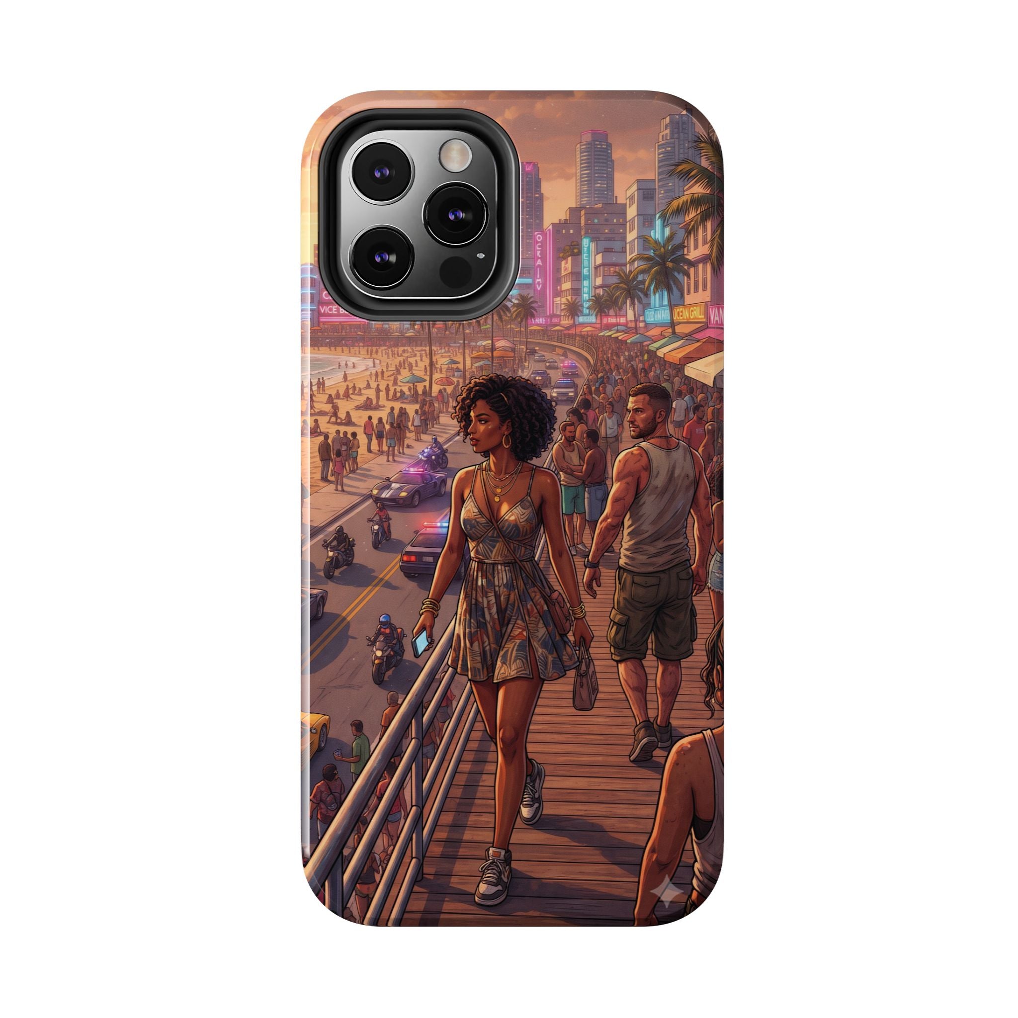 Phone Case SUN — Retro Sunset Miami Vibes with Palm Trees & Classic Car