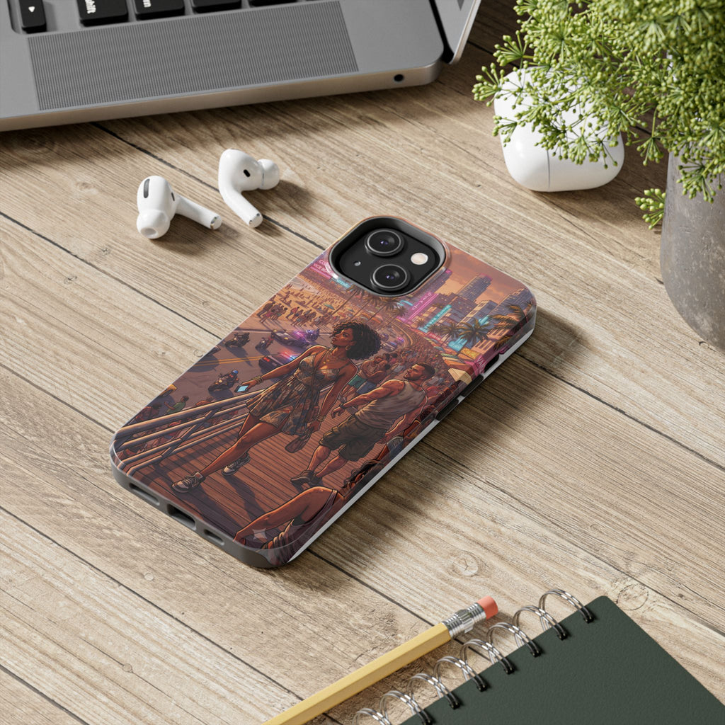 Phone Case SUN — Retro Sunset Miami Vibes with Palm Trees & Classic Car