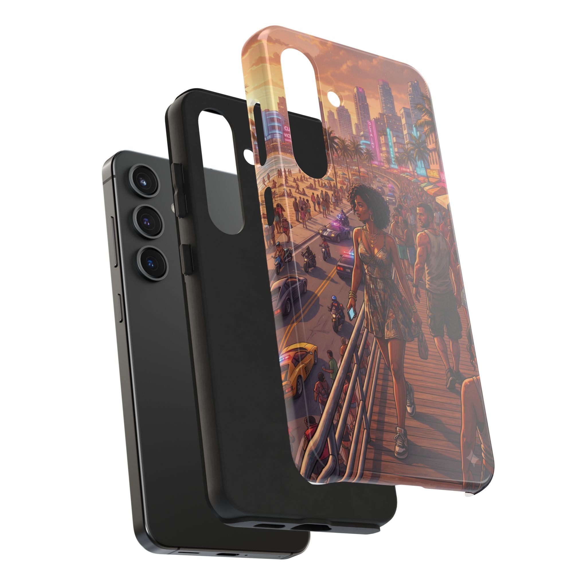 Phone Case SUN — Retro Sunset Miami Vibes with Palm Trees & Classic Car