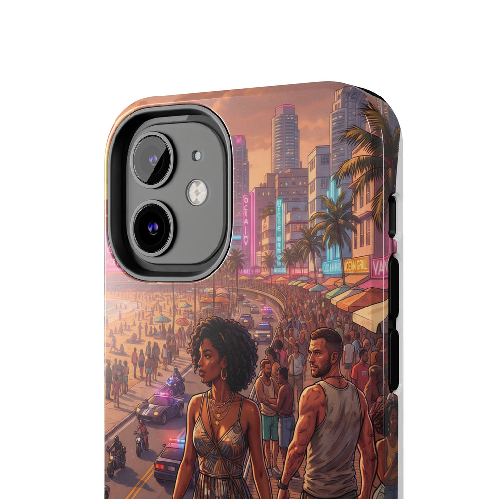 Phone Case SUN — Retro Sunset Miami Vibes with Palm Trees & Classic Car