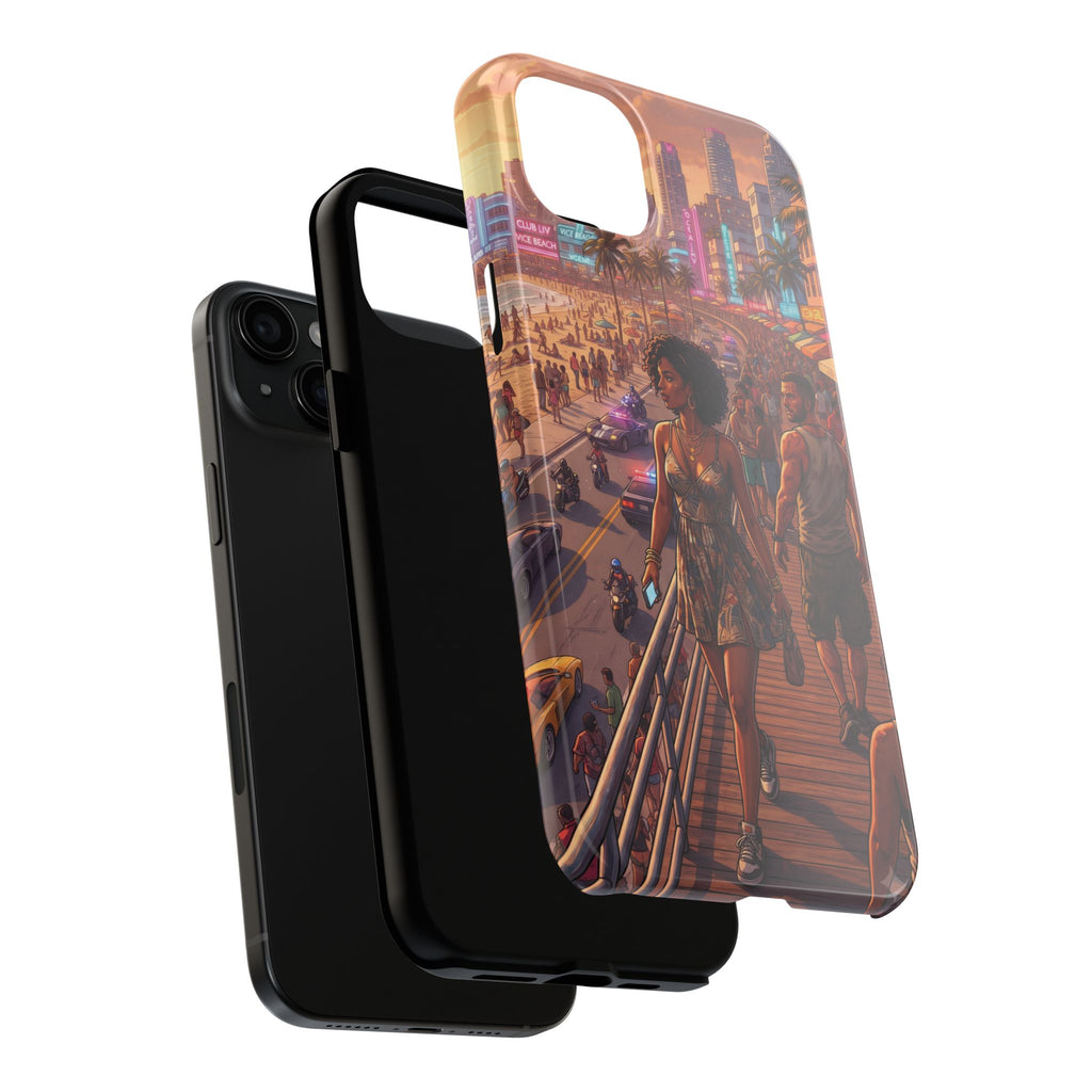 Phone Case SUN — Retro Sunset Miami Vibes with Palm Trees & Classic Car