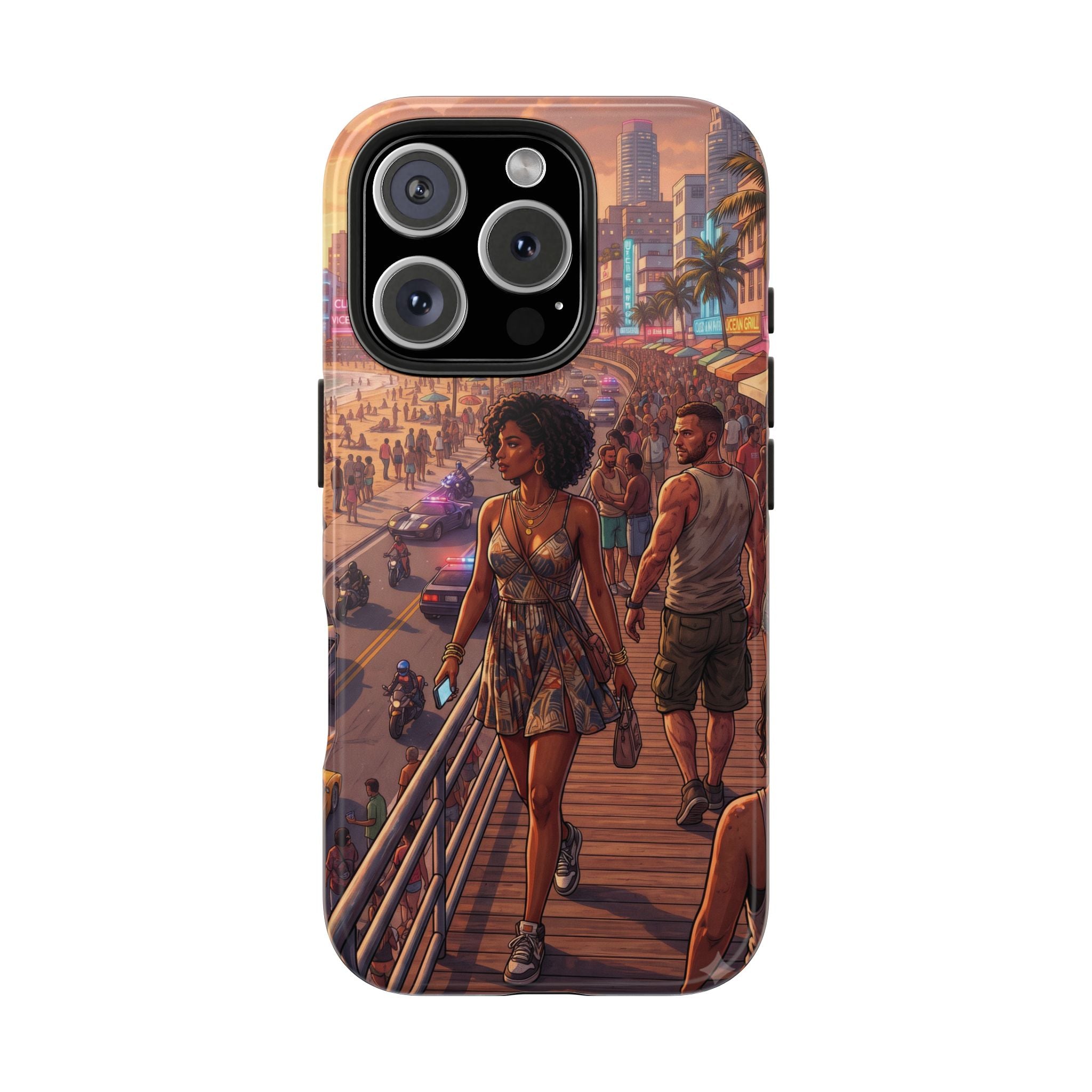 Phone Case SUN — Retro Sunset Miami Vibes with Palm Trees & Classic Car