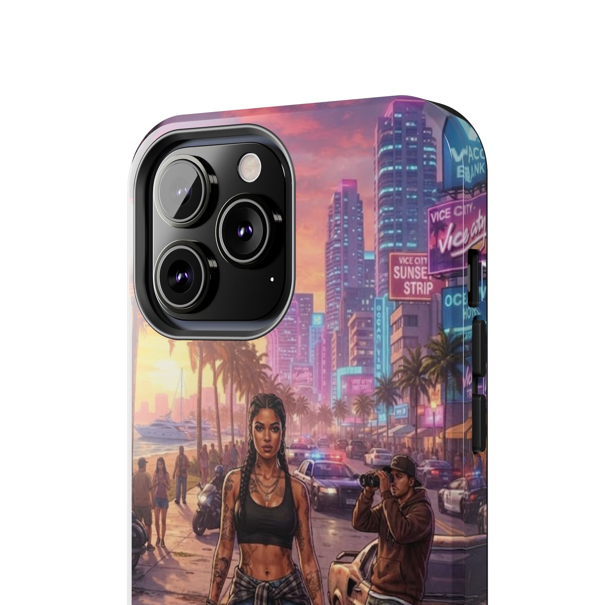 Tough Phone Case — Retro Sunset Miami Vibes with Palm Trees & Classic Car