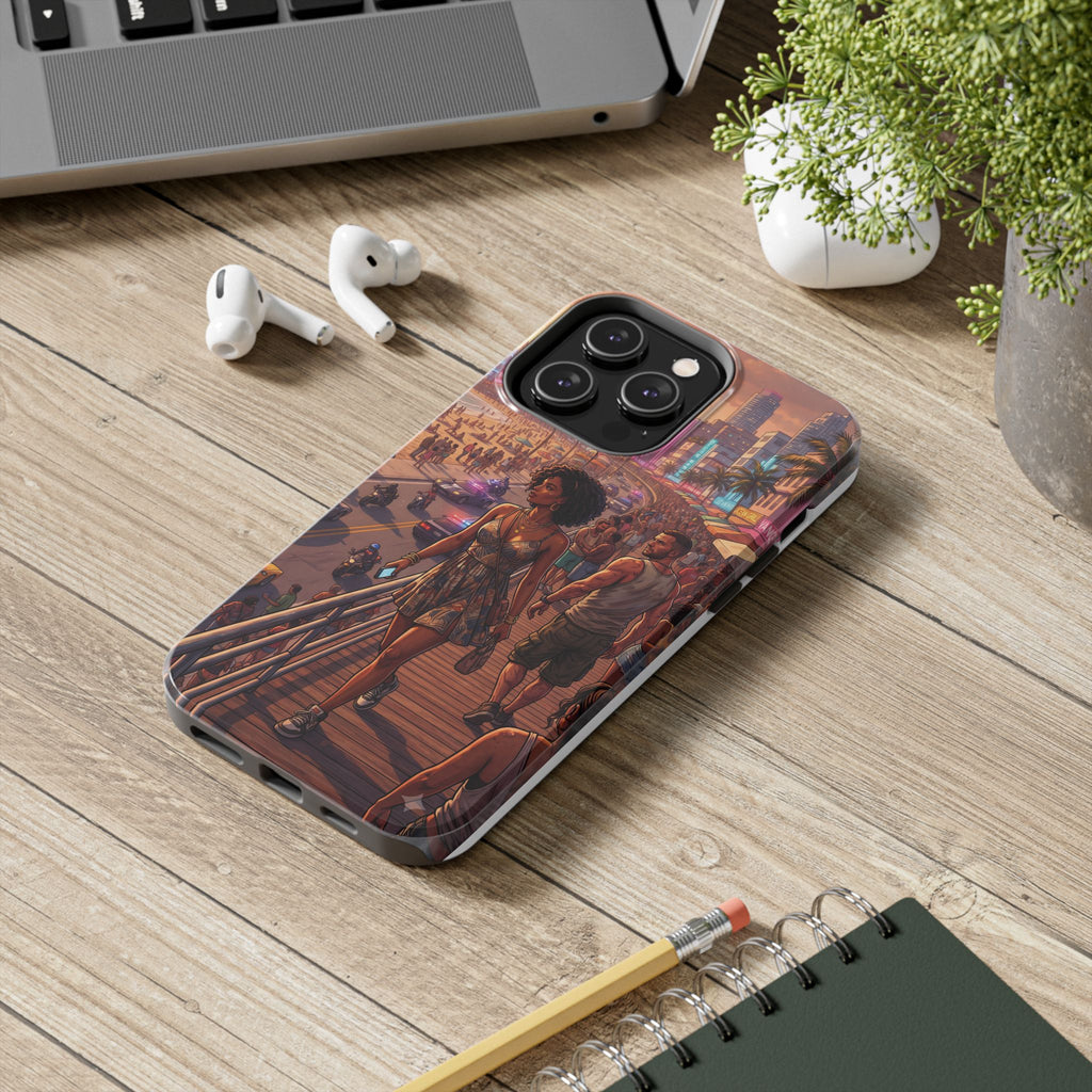 Phone Case SUN — Retro Sunset Miami Vibes with Palm Trees & Classic Car