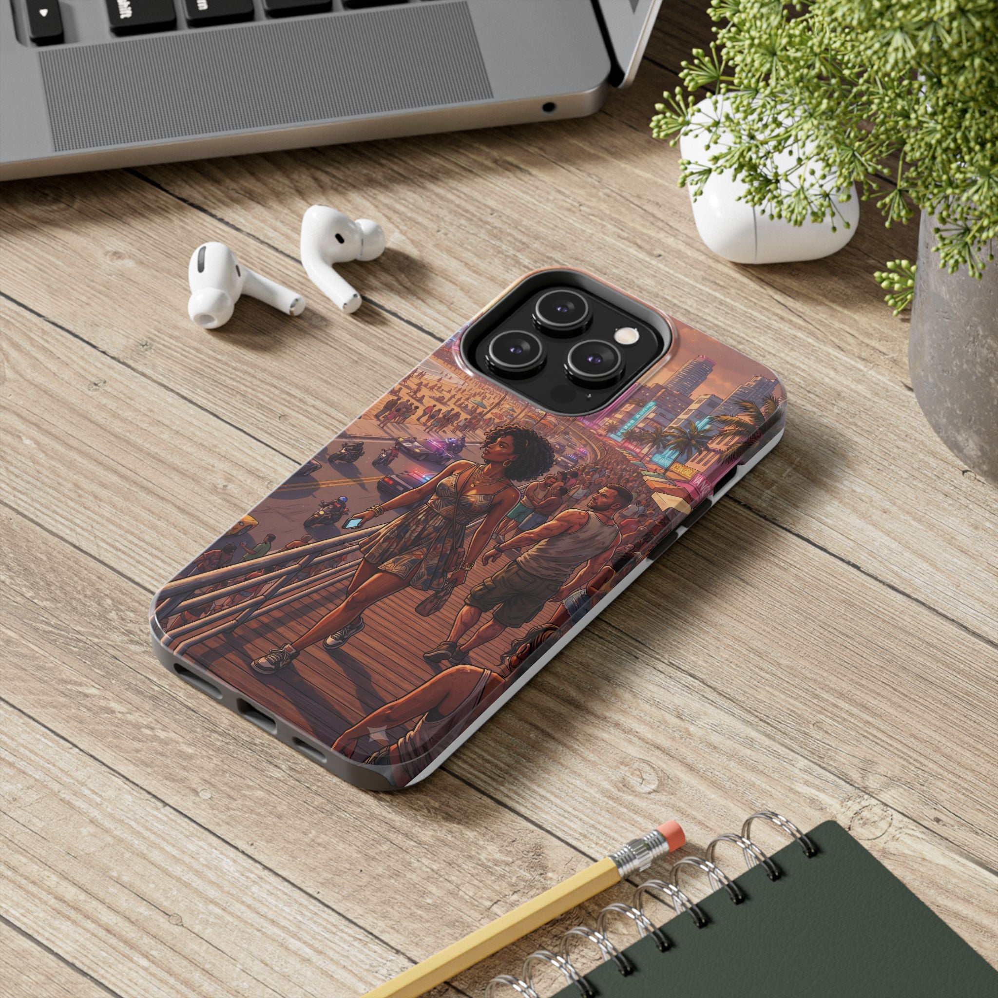 Phone Case SUN — Retro Sunset Miami Vibes with Palm Trees & Classic Car