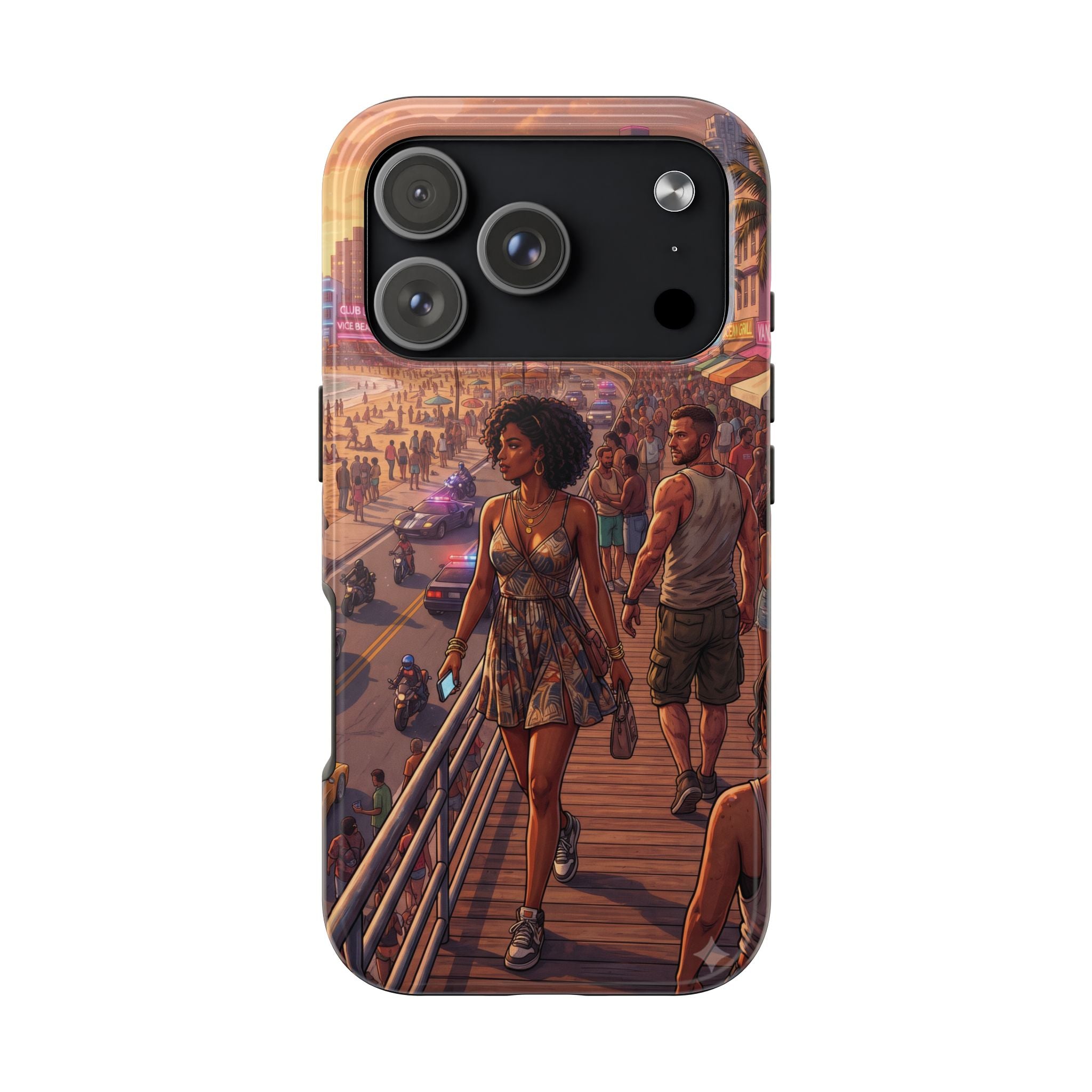Phone Case SUN — Retro Sunset Miami Vibes with Palm Trees & Classic Car