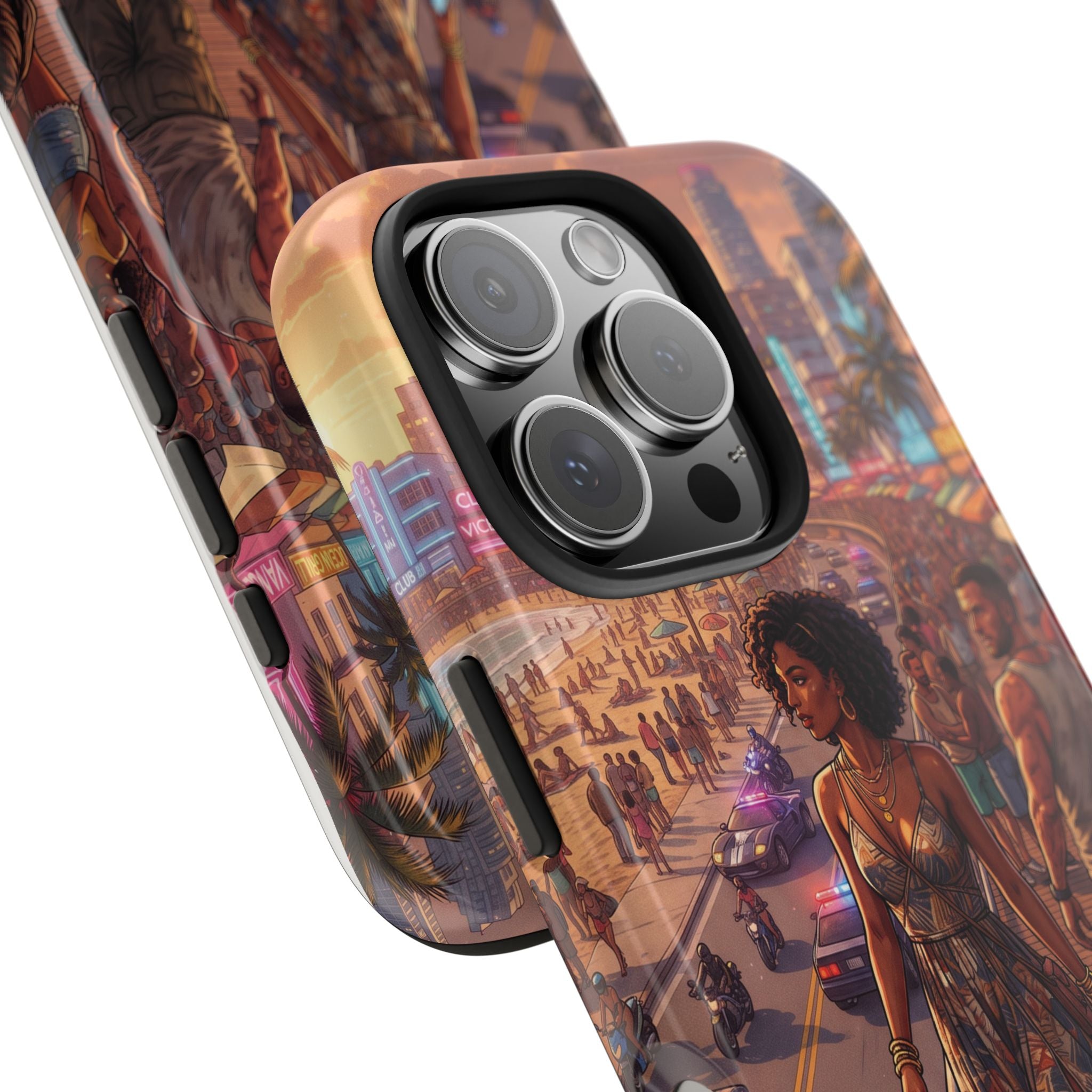 Phone Case SUN — Retro Sunset Miami Vibes with Palm Trees & Classic Car