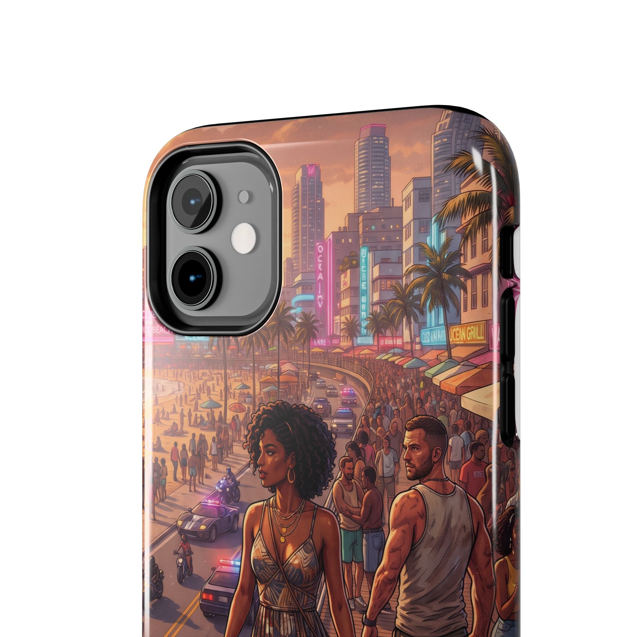 Phone Case SUN — Retro Sunset Miami Vibes with Palm Trees & Classic Car