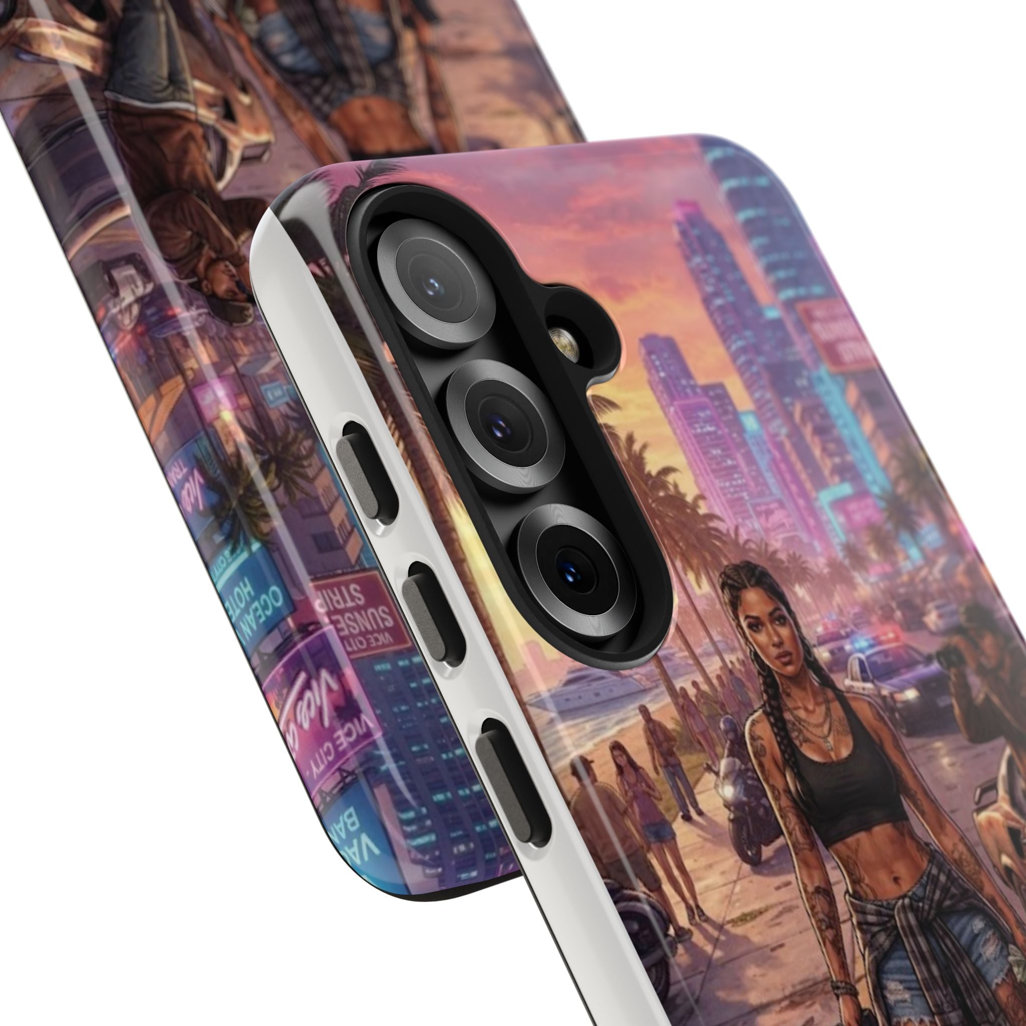 Tough Phone Case — Retro Sunset Miami Vibes with Palm Trees & Classic Car