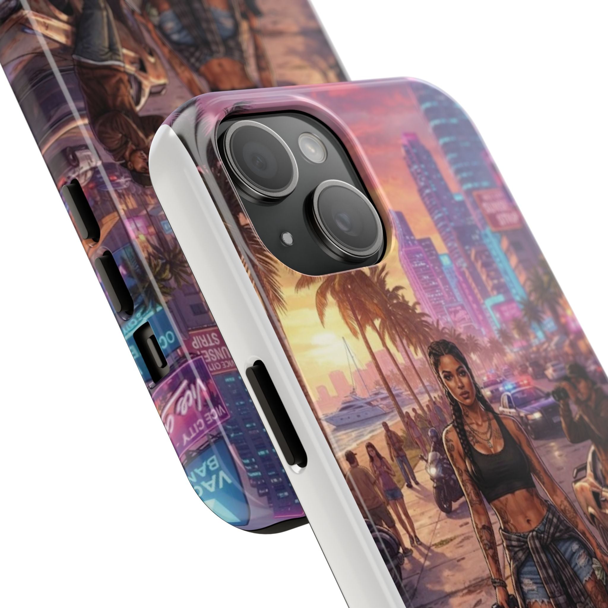 Tough Phone Case — Retro Sunset Miami Vibes with Palm Trees & Classic Car