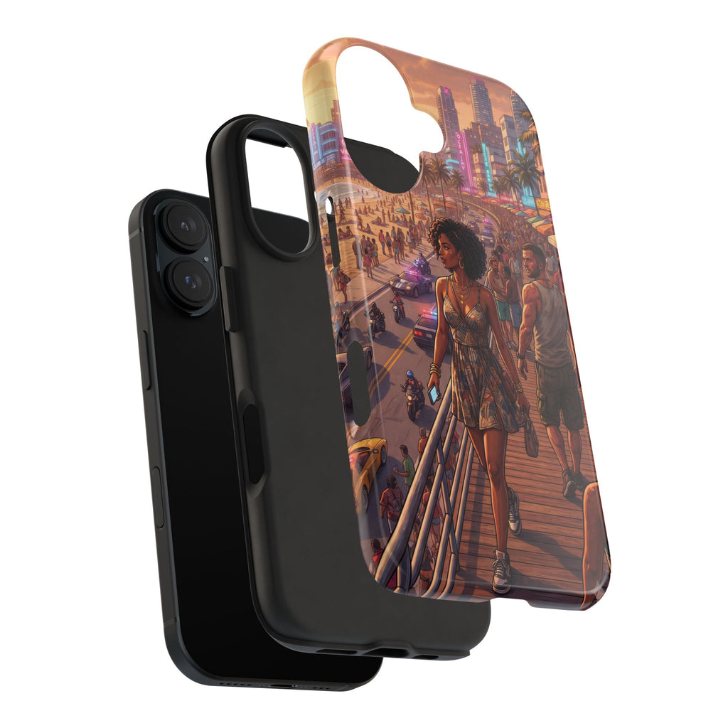 Phone Case SUN — Retro Sunset Miami Vibes with Palm Trees & Classic Car