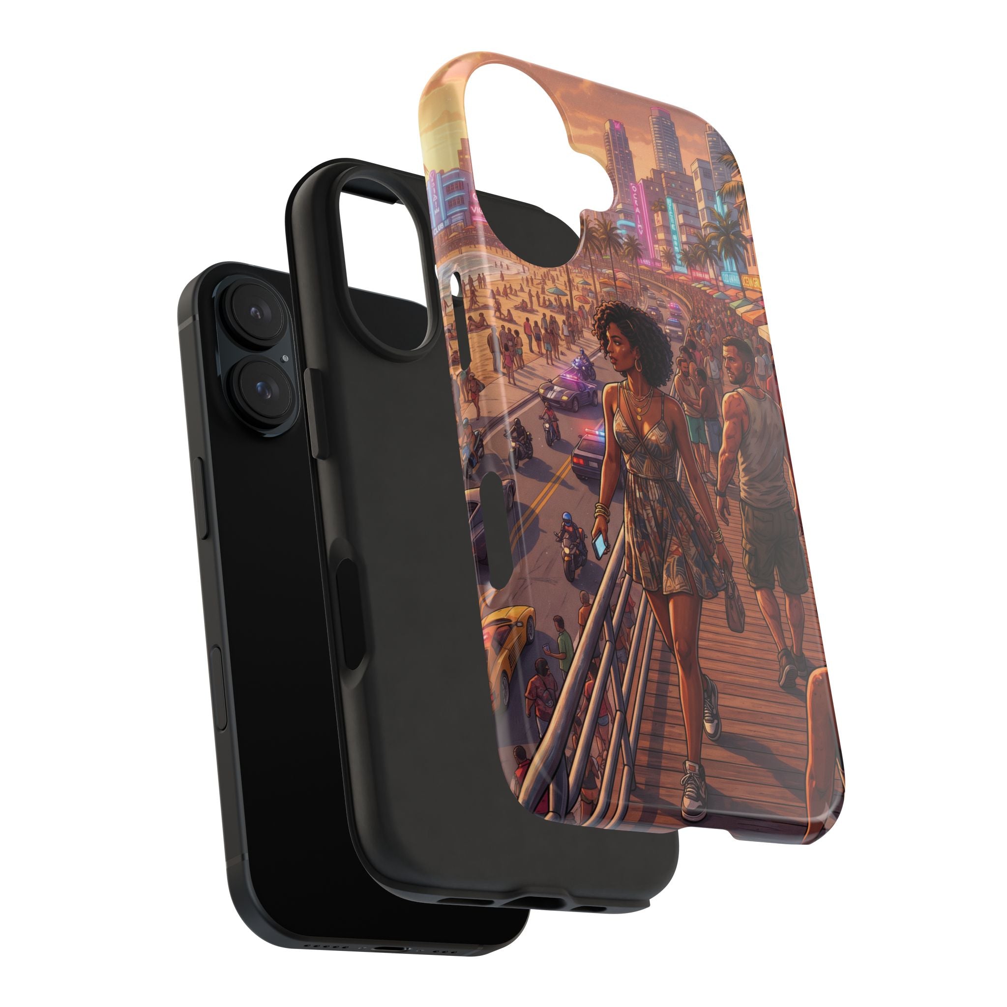 Phone Case SUN — Retro Sunset Miami Vibes with Palm Trees & Classic Car