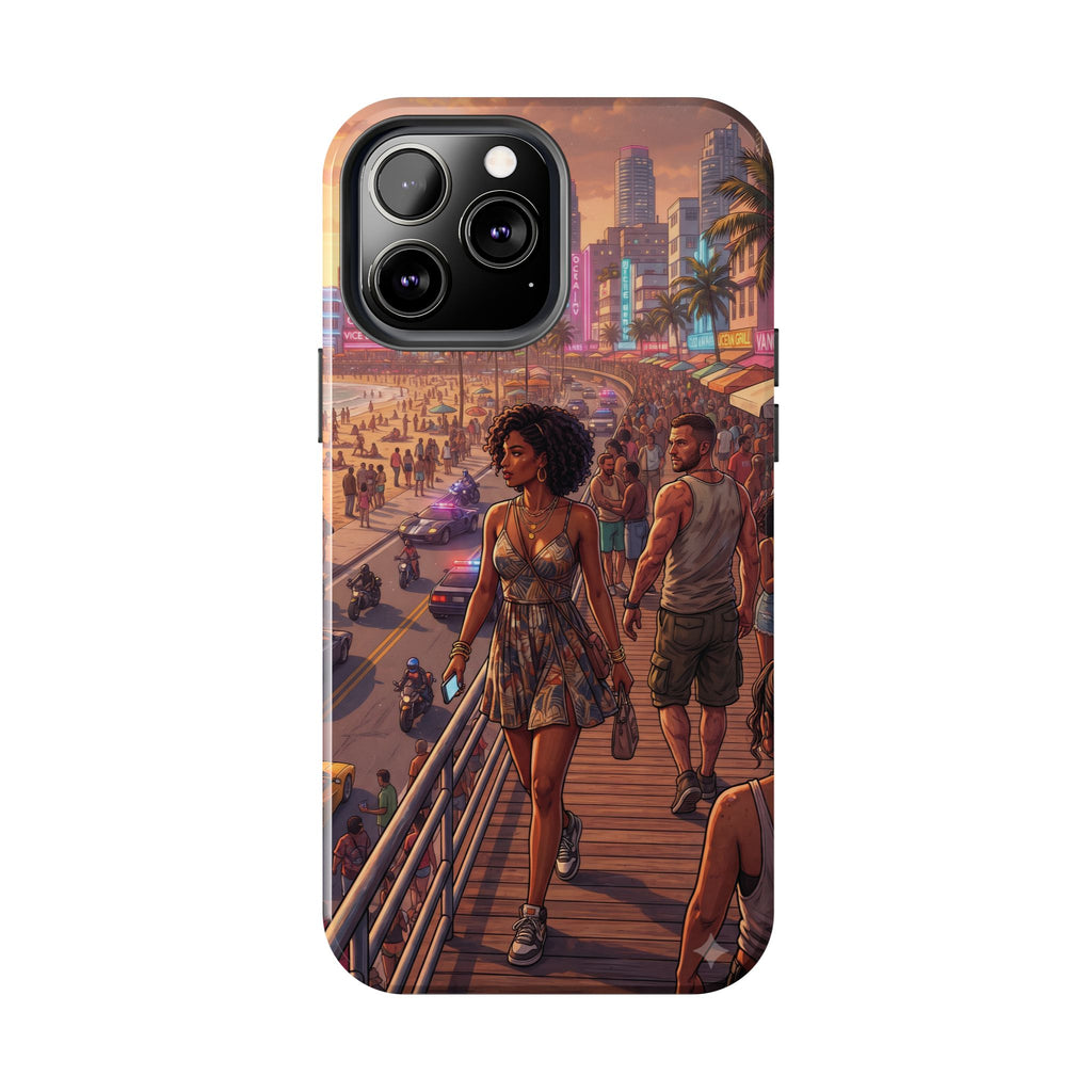 Phone Case SUN — Retro Sunset Miami Vibes with Palm Trees & Classic Car