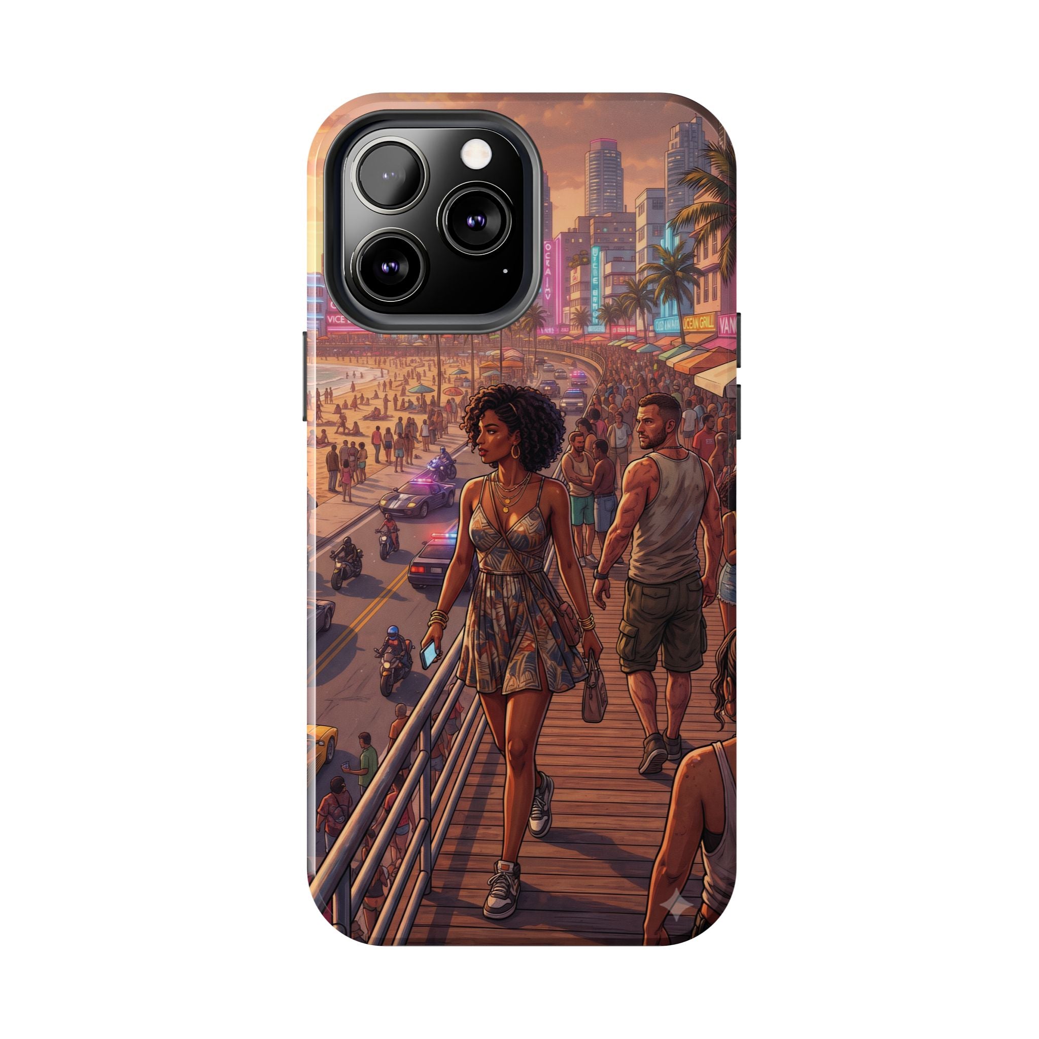 Phone Case SUN — Retro Sunset Miami Vibes with Palm Trees & Classic Car