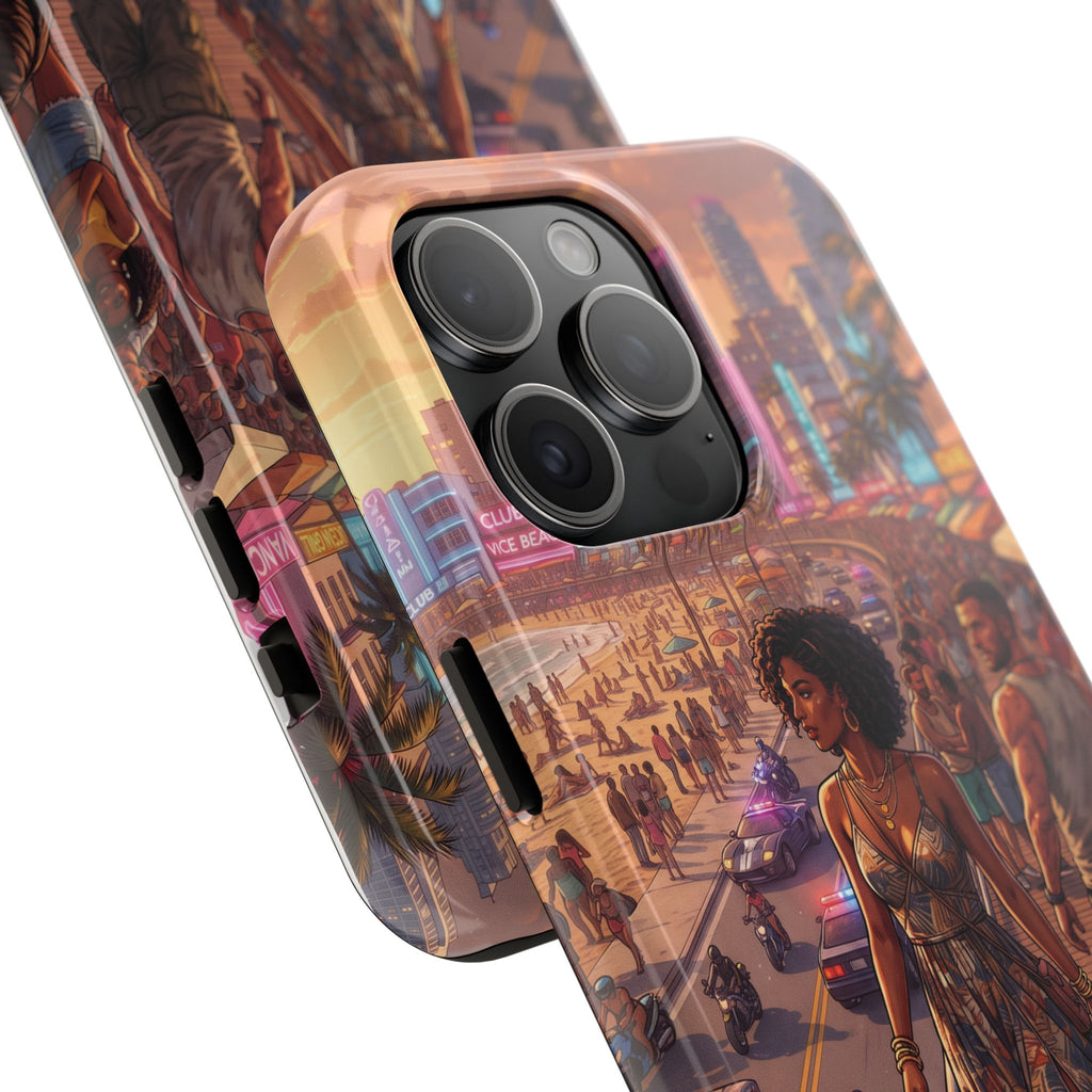 Phone Case SUN — Retro Sunset Miami Vibes with Palm Trees & Classic Car