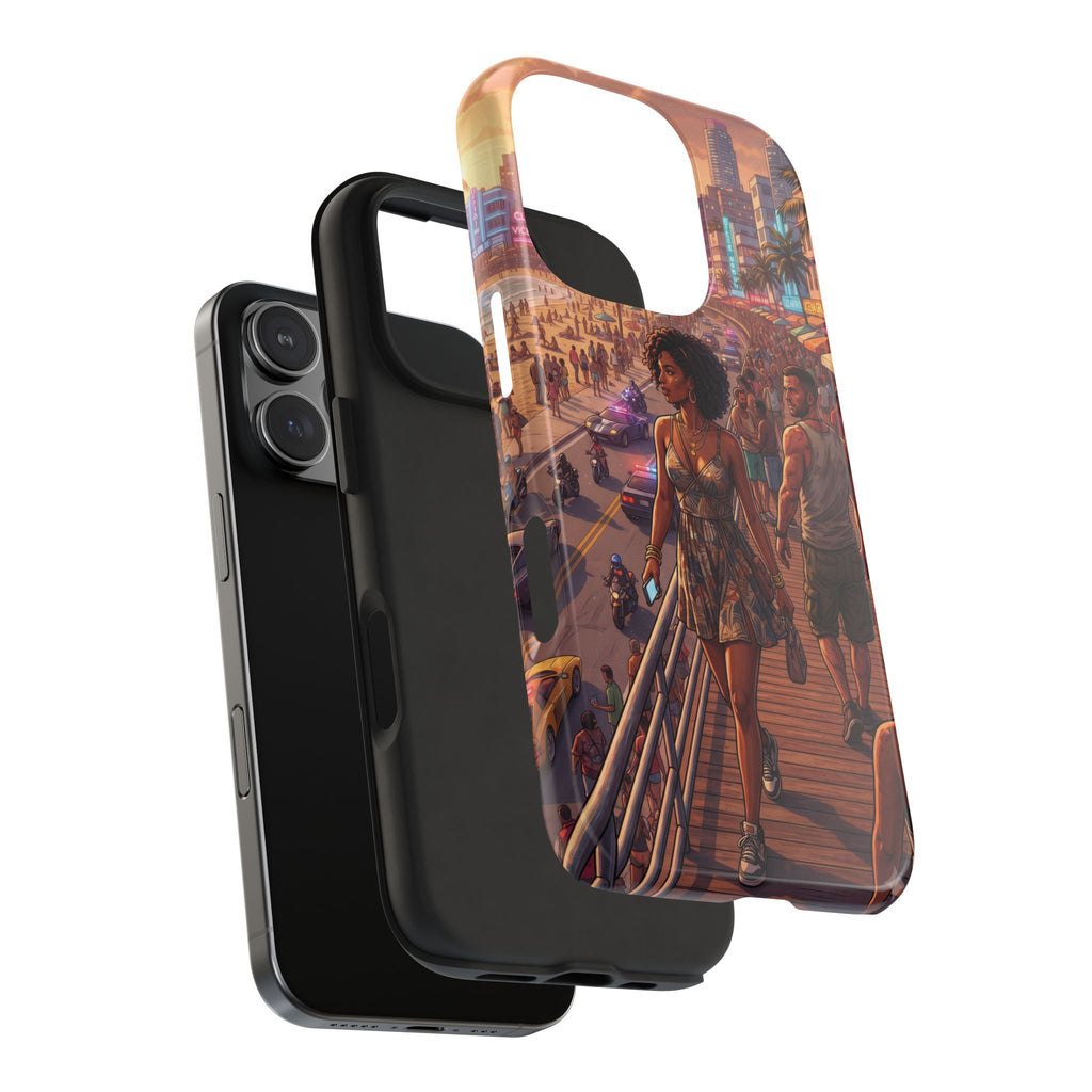Phone Case SUN — Retro Sunset Miami Vibes with Palm Trees & Classic Car