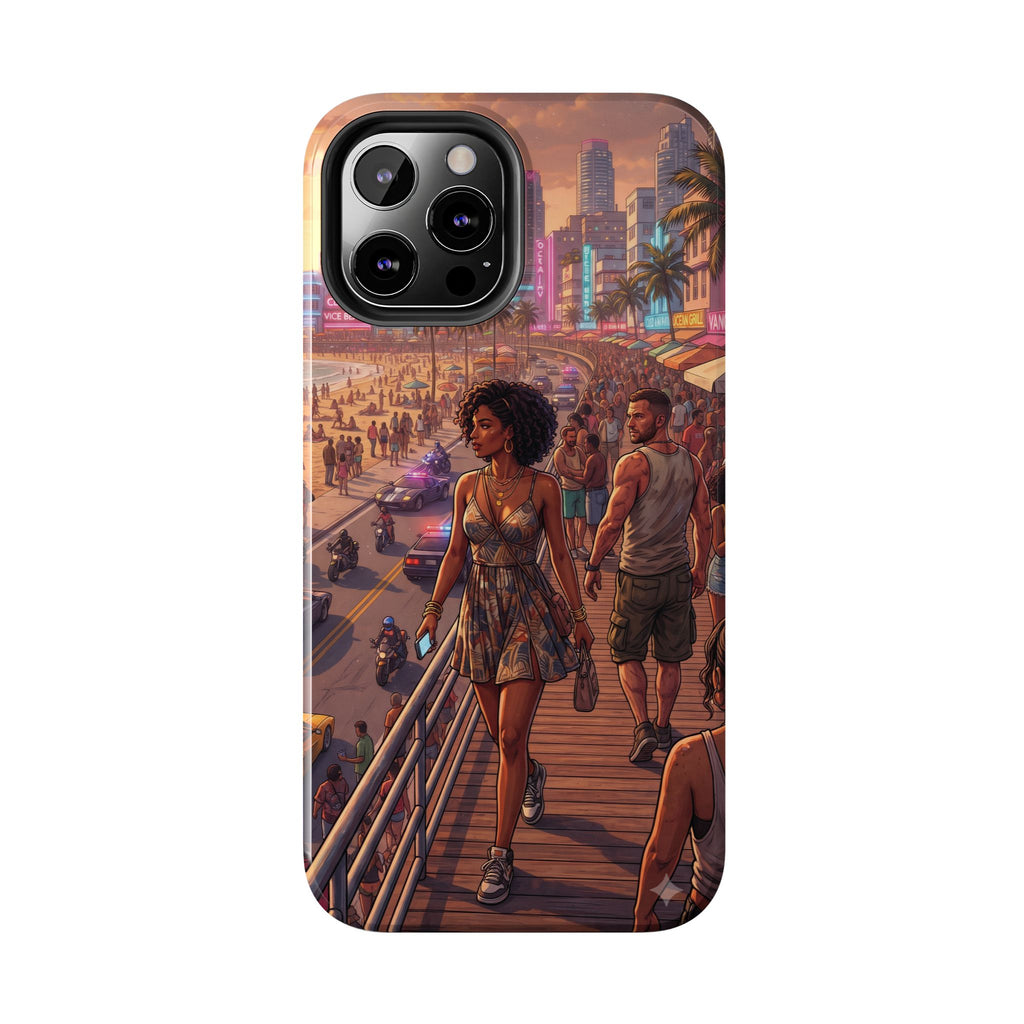 Phone Case SUN — Retro Sunset Miami Vibes with Palm Trees & Classic Car