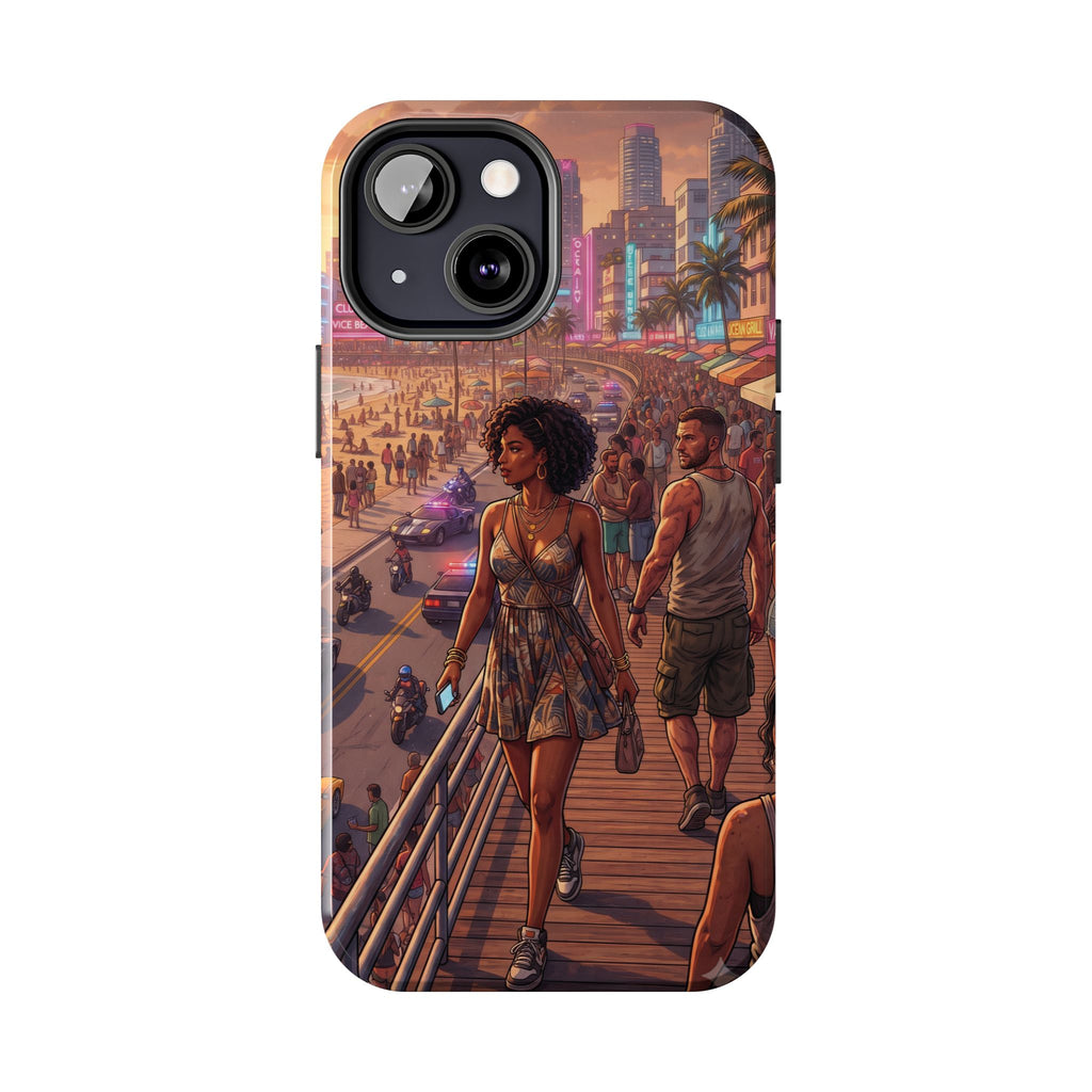 Phone Case SUN — Retro Sunset Miami Vibes with Palm Trees & Classic Car