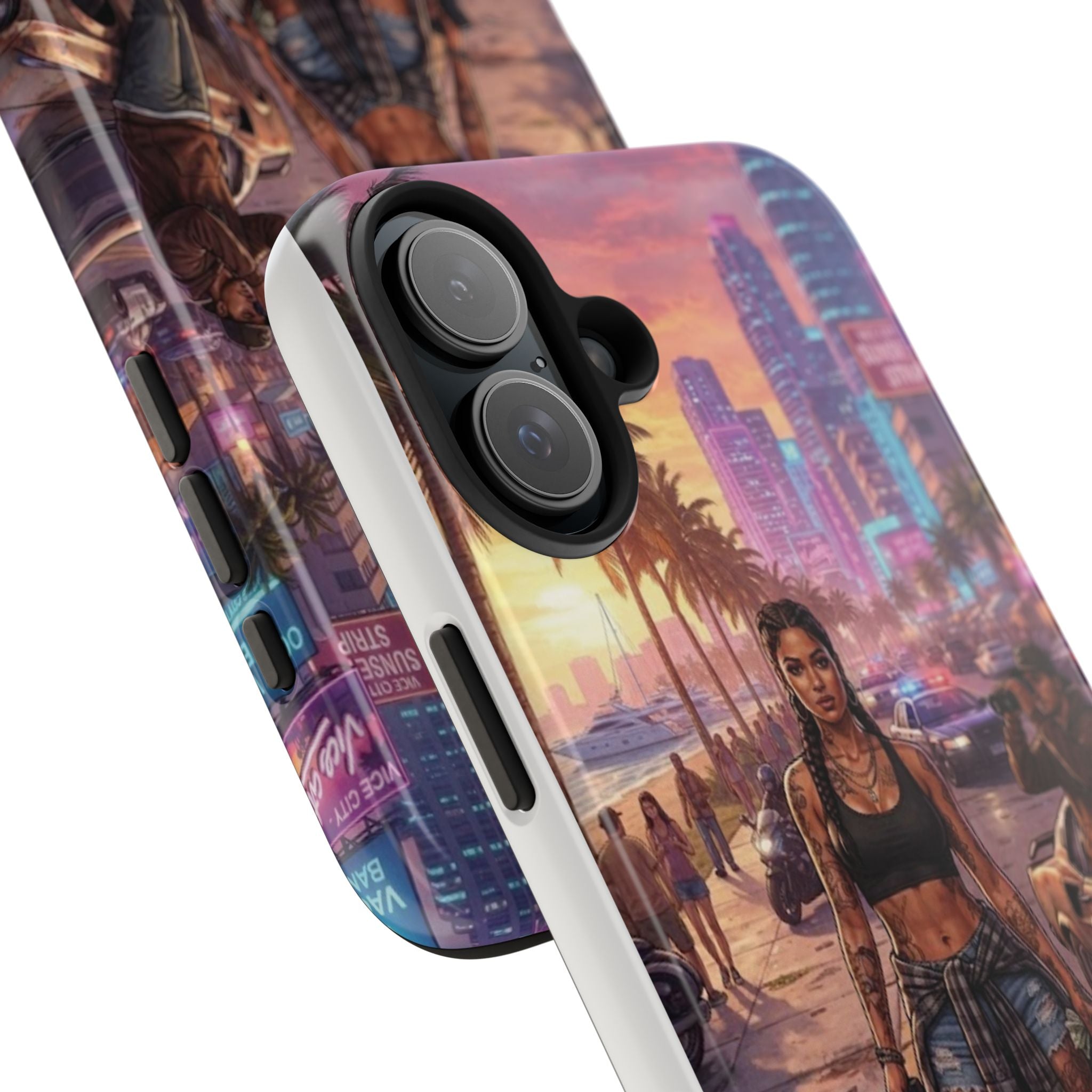 Tough Phone Case — Retro Sunset Miami Vibes with Palm Trees & Classic Car
