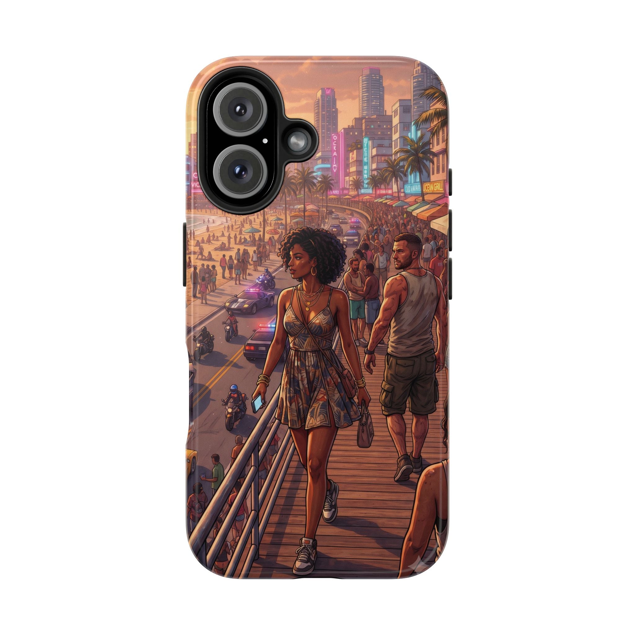 Phone Case SUN — Retro Sunset Miami Vibes with Palm Trees & Classic Car