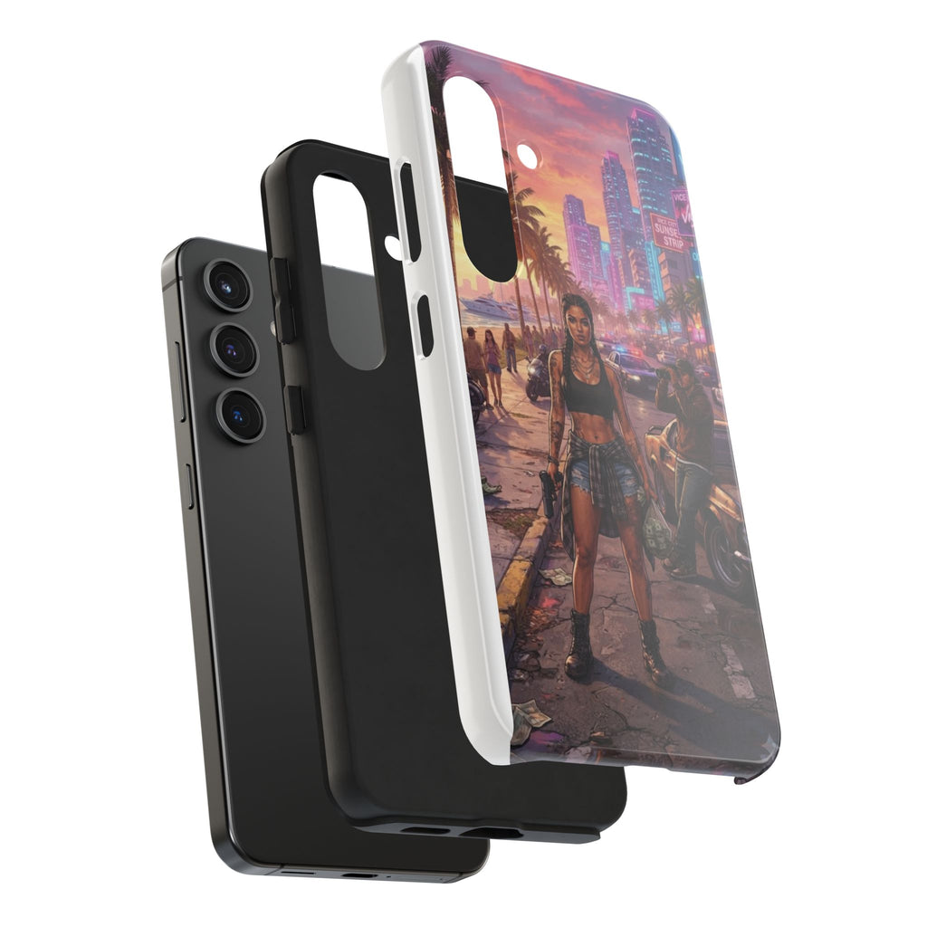 Tough Phone Case — Retro Sunset Miami Vibes with Palm Trees & Classic Car