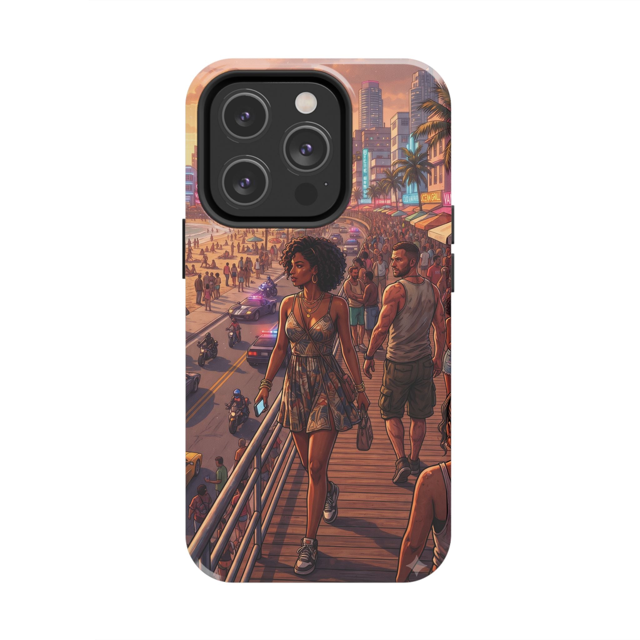 Phone Case SUN — Retro Sunset Miami Vibes with Palm Trees & Classic Car