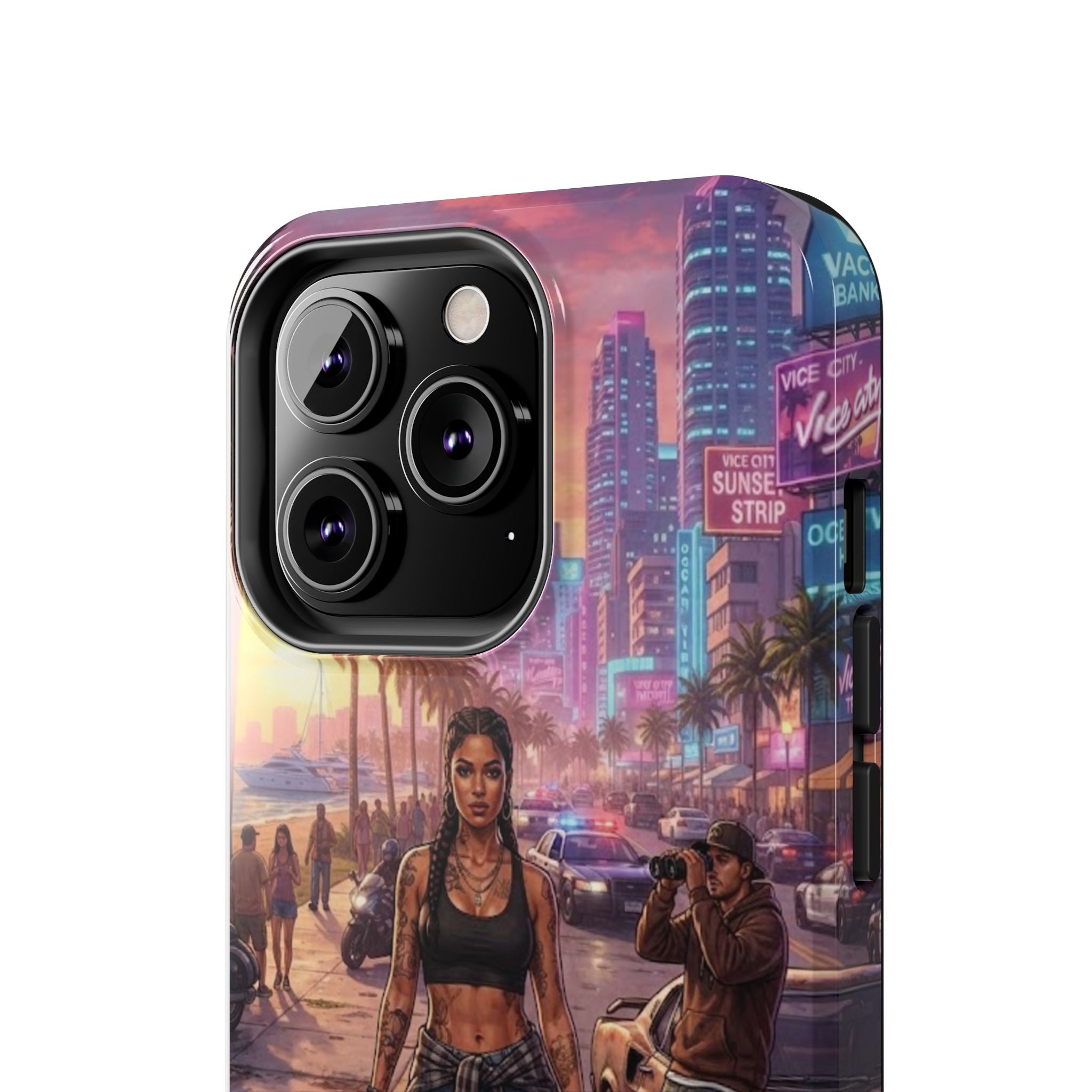Tough Phone Case — Retro Sunset Miami Vibes with Palm Trees & Classic Car