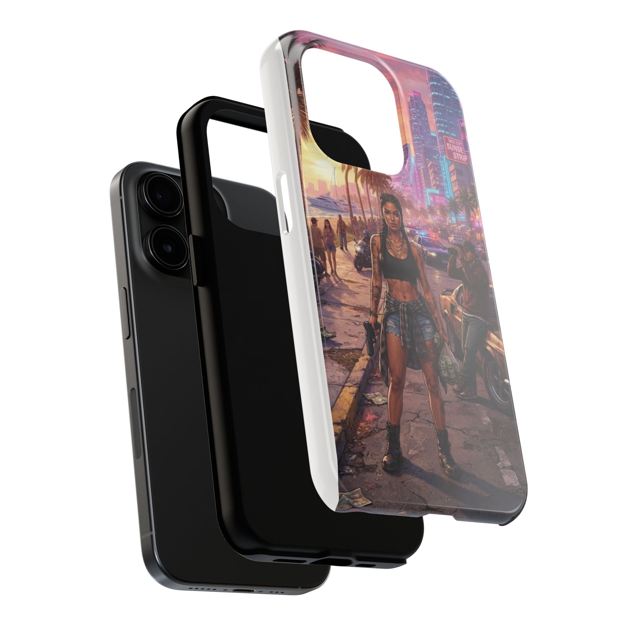 Tough Phone Case — Retro Sunset Miami Vibes with Palm Trees & Classic Car