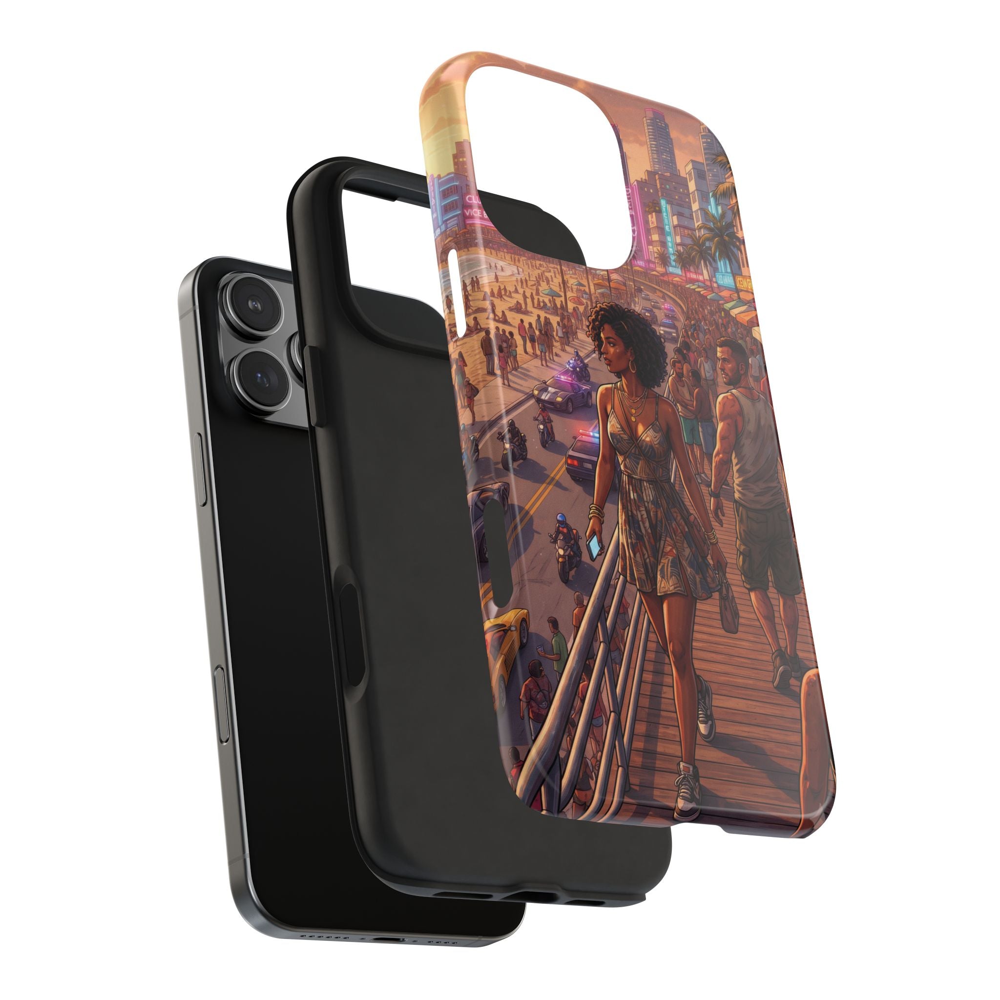 Phone Case SUN — Retro Sunset Miami Vibes with Palm Trees & Classic Car